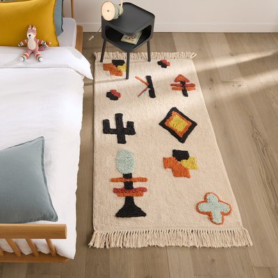 Ivica Graphic Fringed Organic Cotton Child's Bedside Rug AM.PM