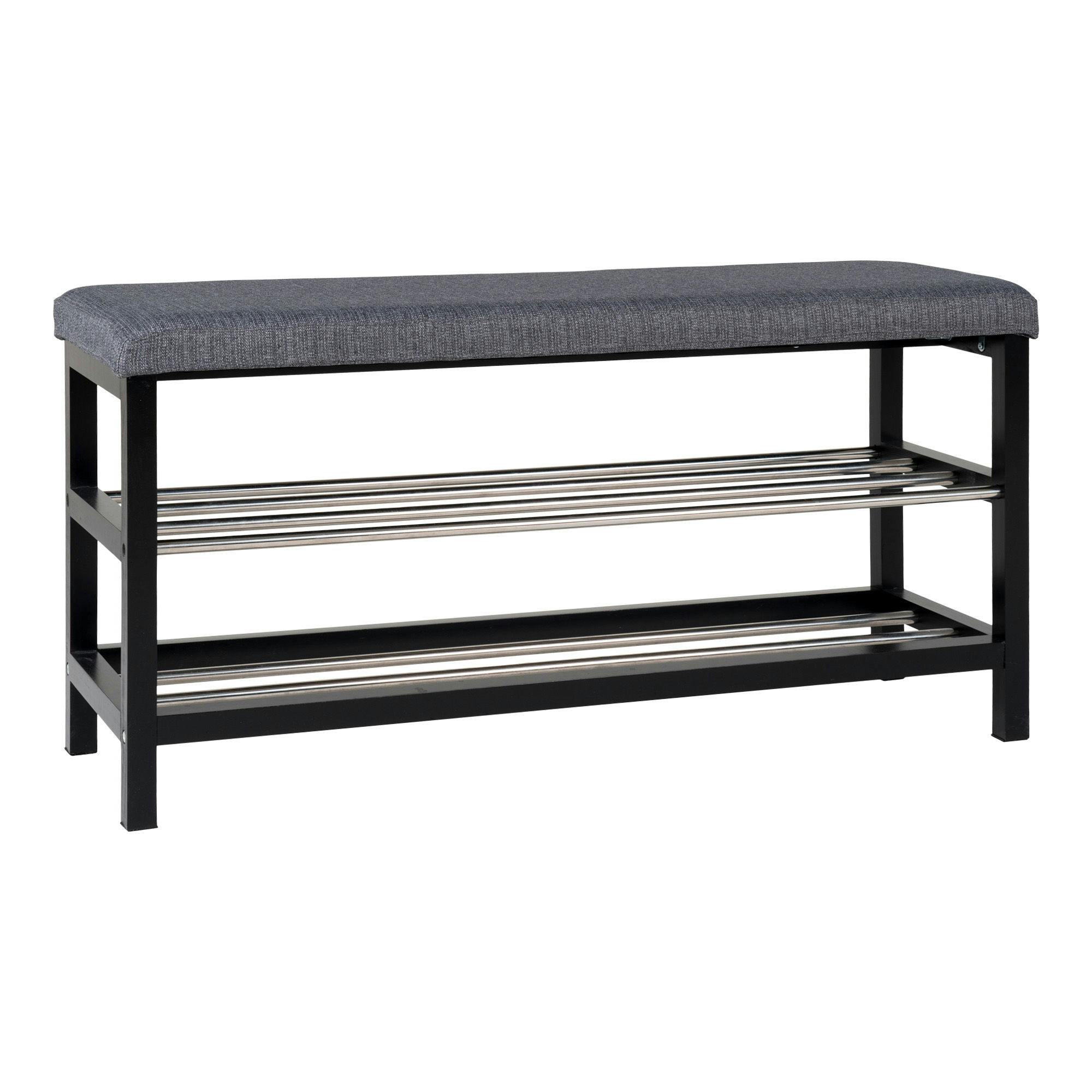 Banc d'entrée tissu gris avec rangement chaussures SAVONE, PIER IMPORT