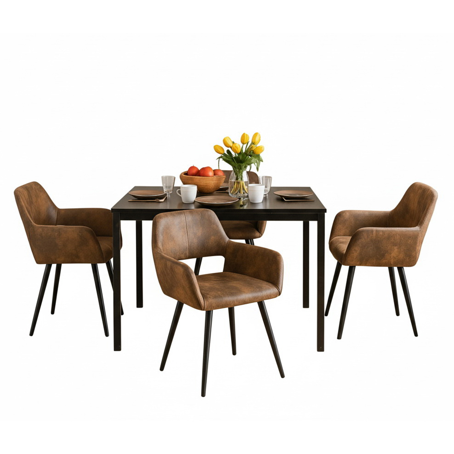 Ensemble de table à manger extensible à allonge avec 4 chaises, BARI4PCSSET, MEUBLES COSY
