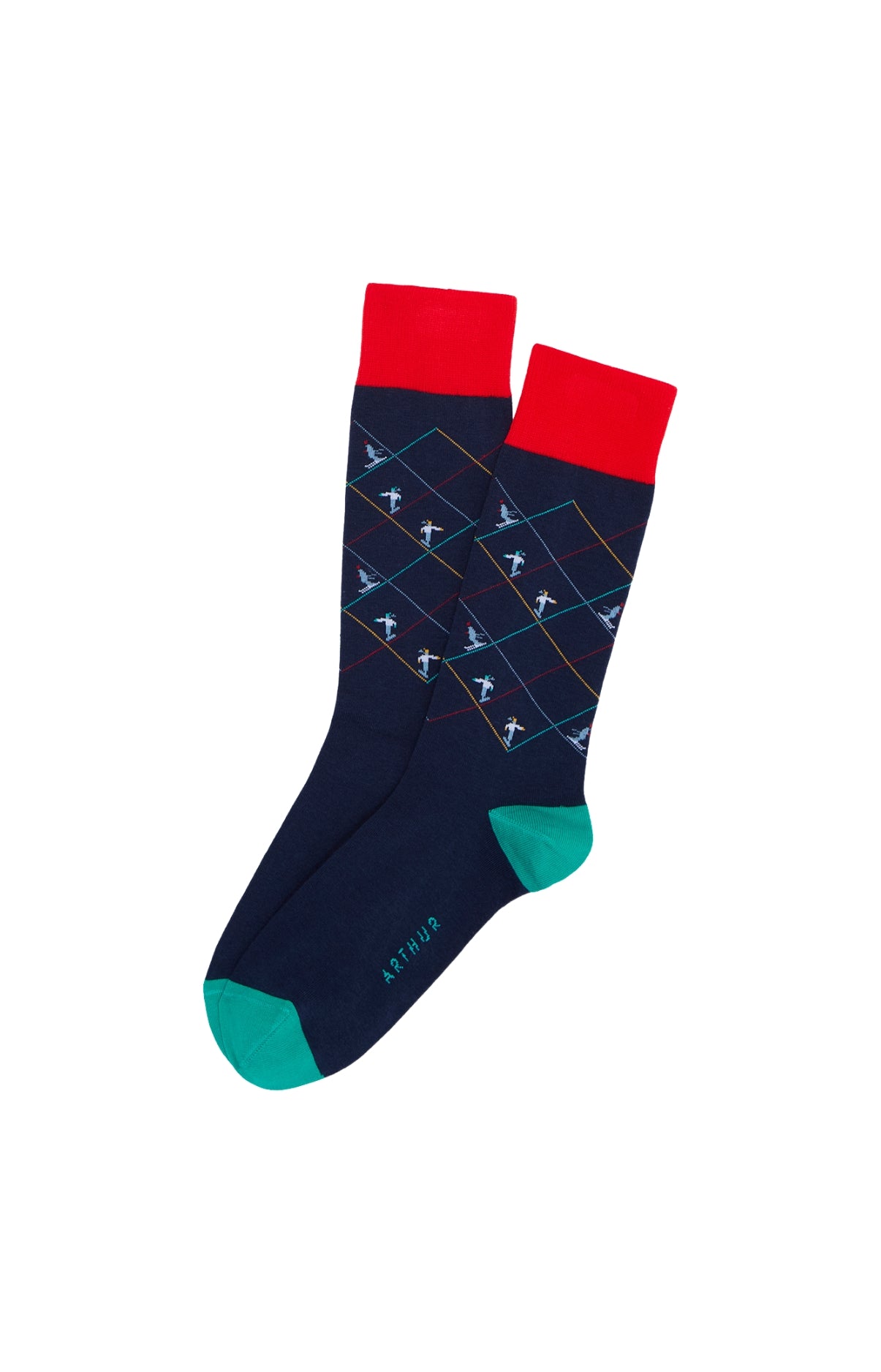 Chaussettes en coton imprimé Ski, ARTHUR