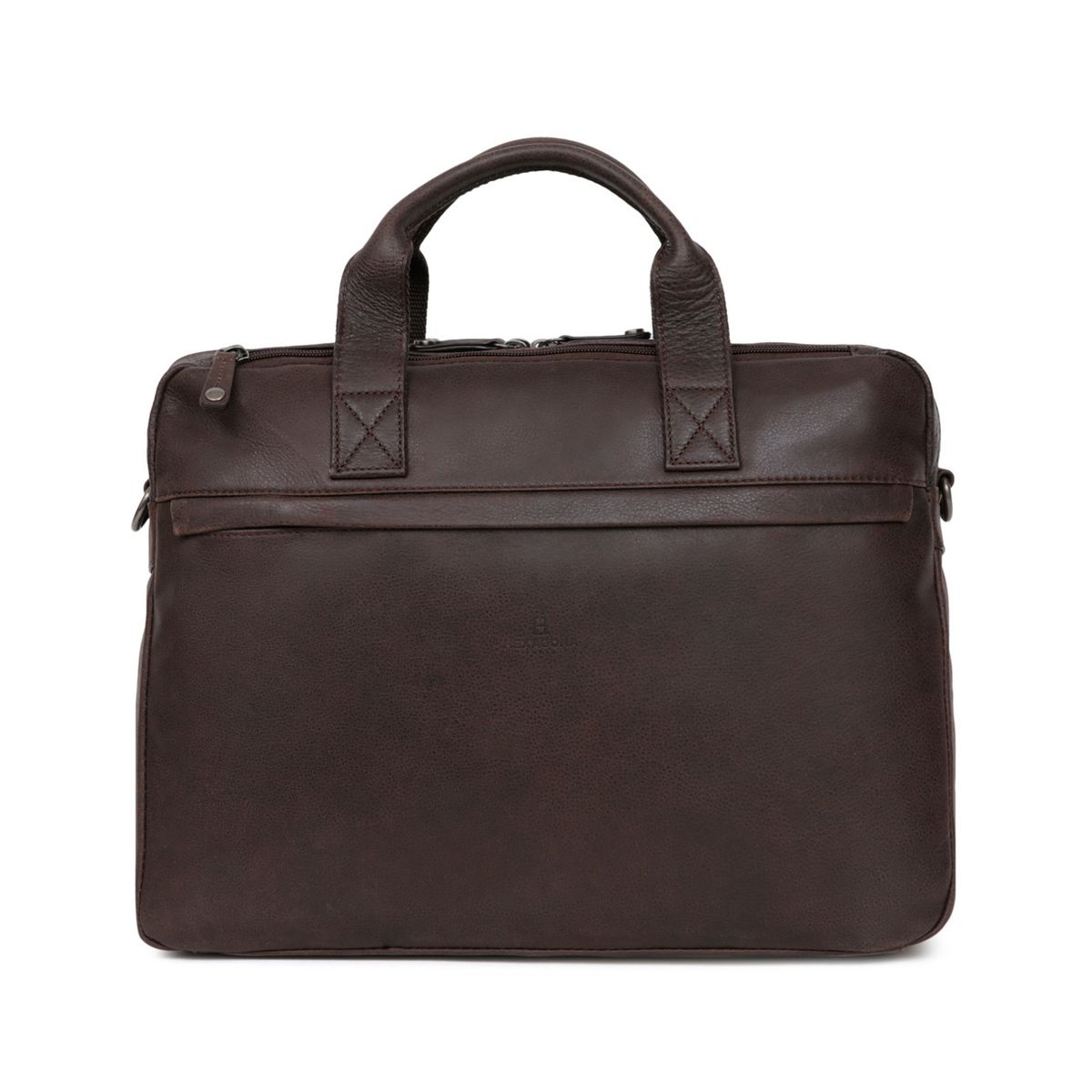 Porte-documents Homme En Cuir De Vachette Végétal - Collection République Marron - Compatible Ordinateur 15" - Poignées Et Bandoulière