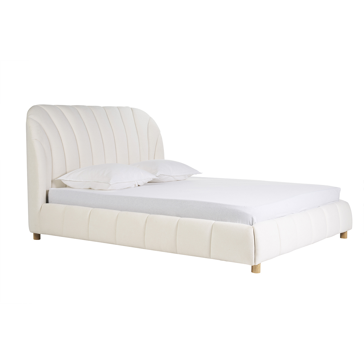 Lit 2 places 160x200 en tissu effet laine bouclée ARIELLE, MILIBOO