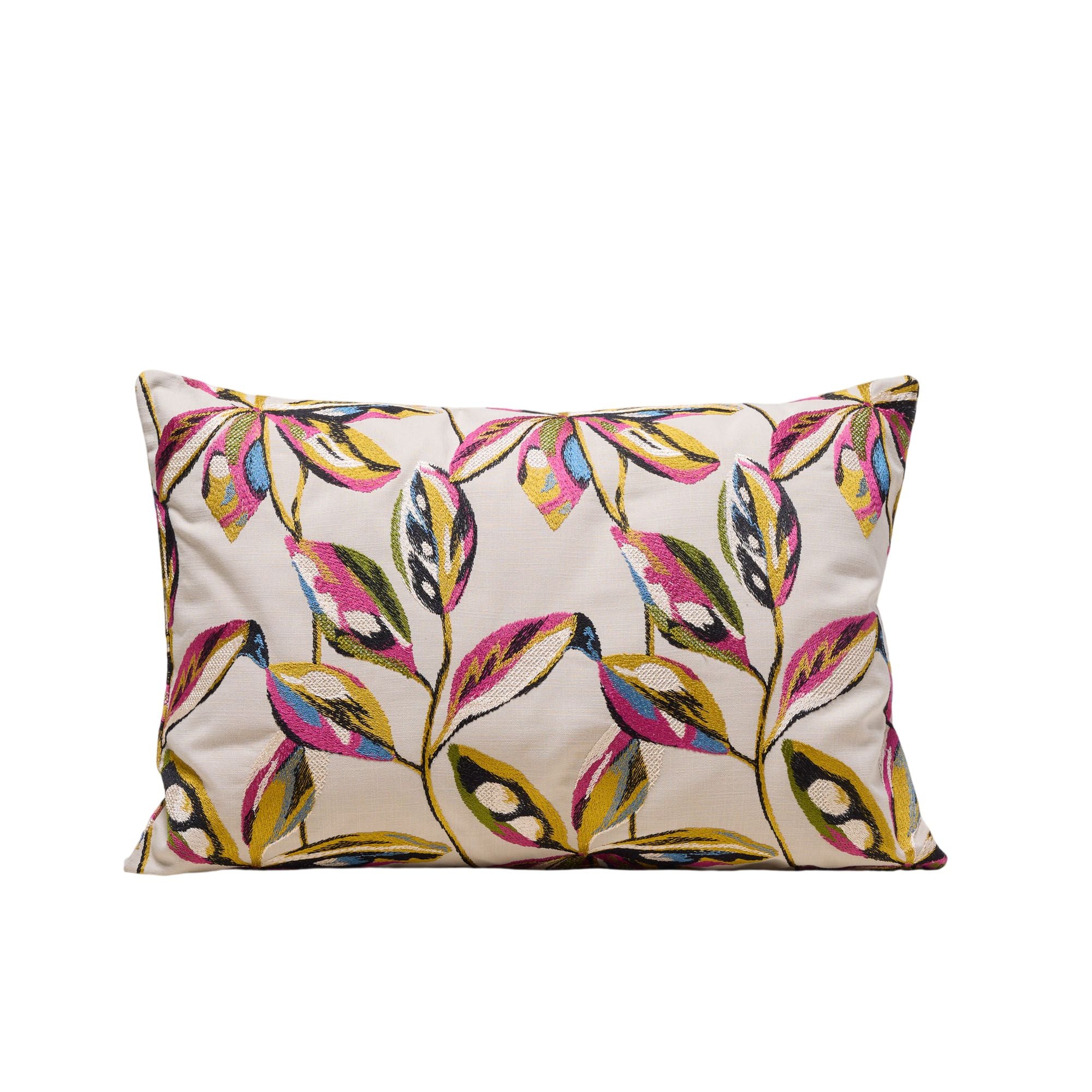Housse De Coussin en Feuillages brodés colorés RAMHA, MADURA