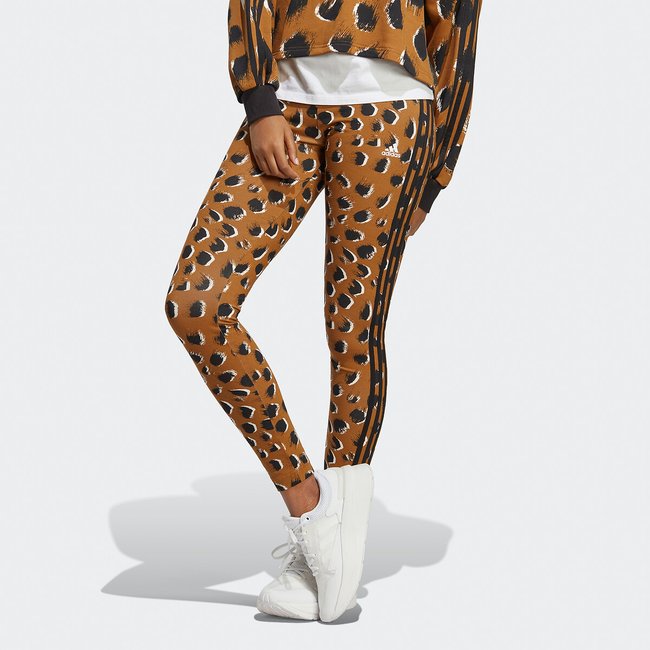 Essentials 3-stripes leggings in animal print cotton, bronze, Adidas ...