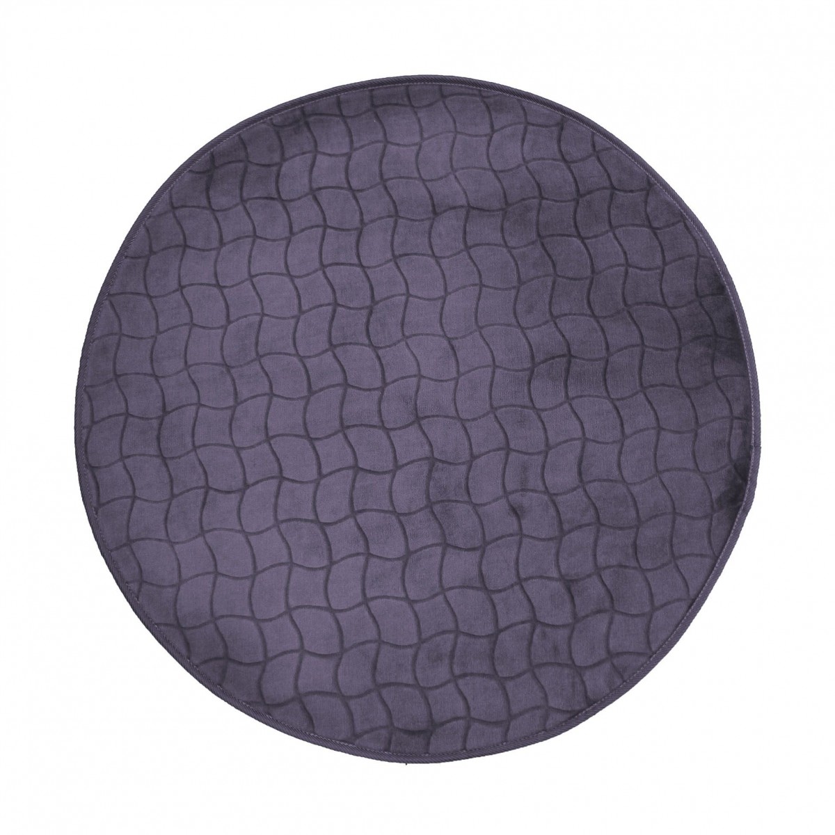 Tapis rond velours tomette anthracite 90 cm, EDEN