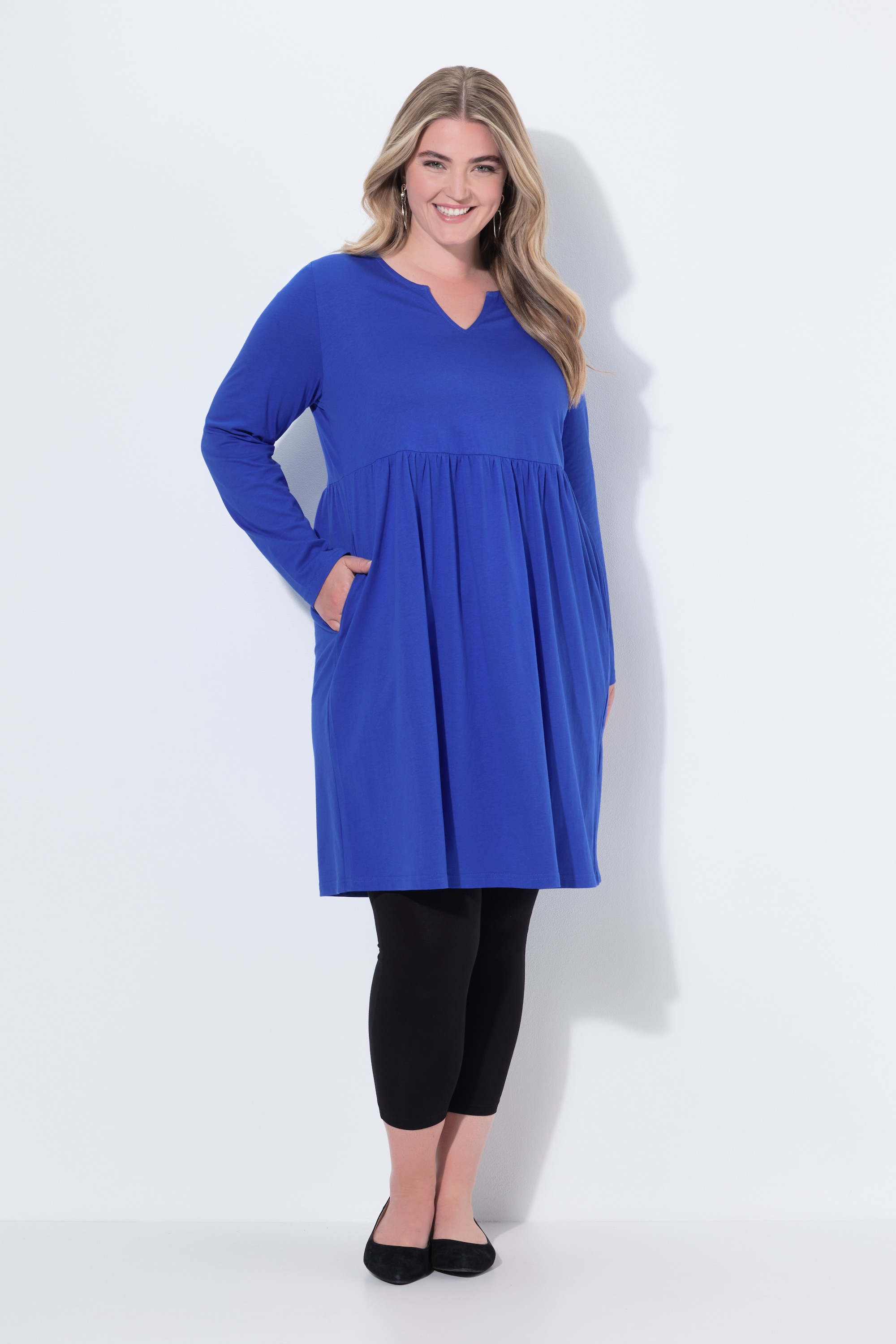Robe en jersey à col tunisien et manches, ULLA POPKEN