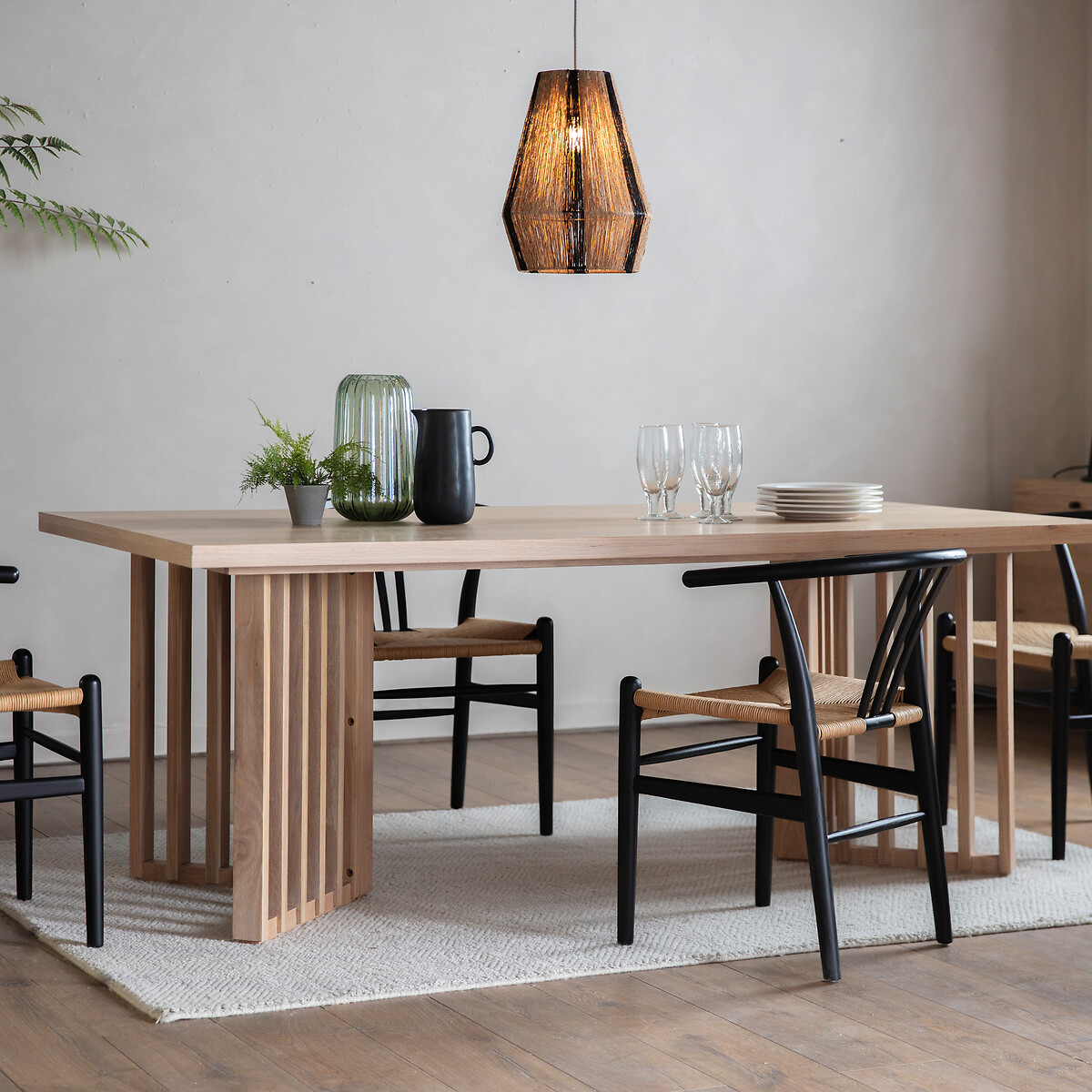 Batala Japandi Oak Slatted Rectangular Dining Table (Seats 4), ÉDITÉ