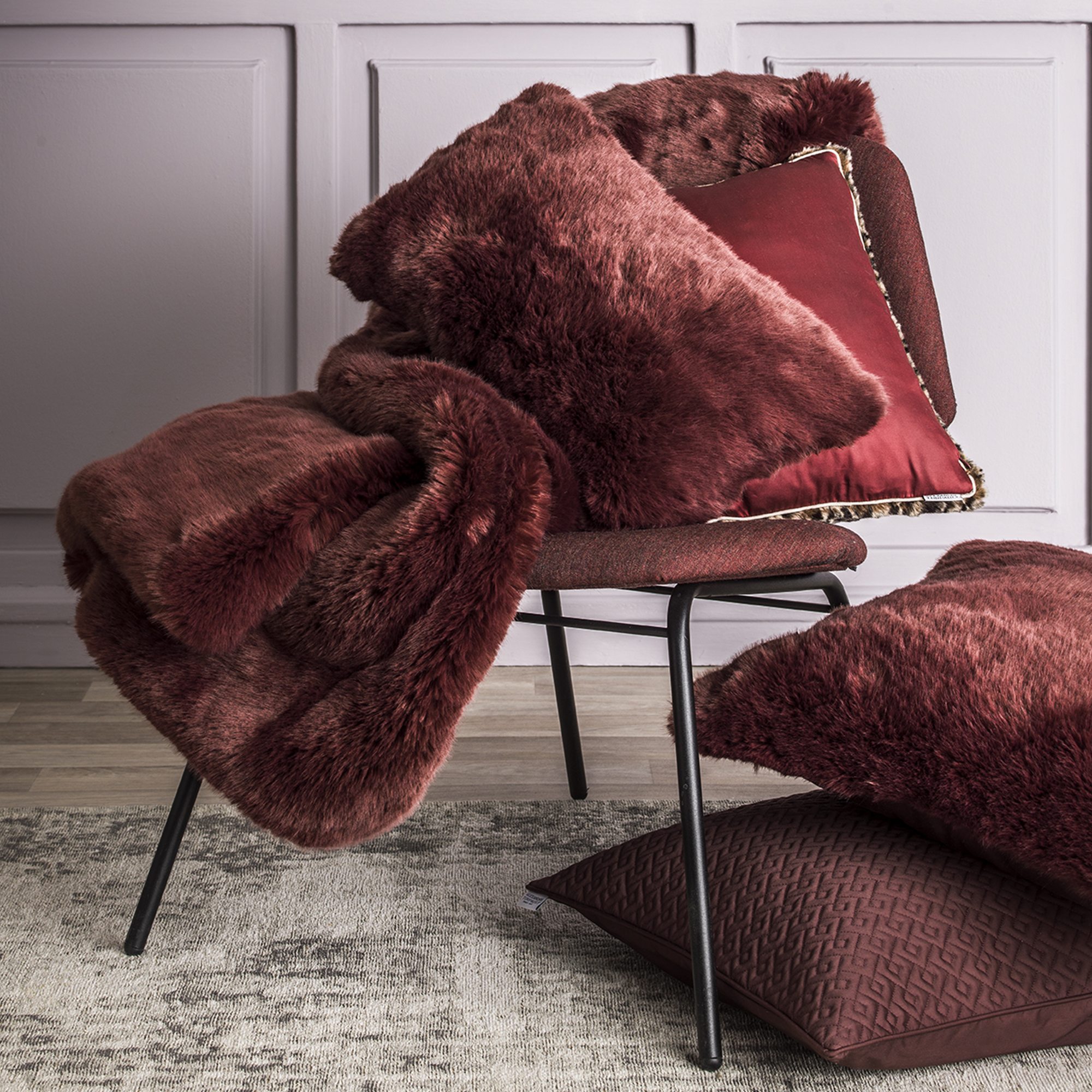Taie de coussin en satin de coton, tsarine rouge bourgogne 