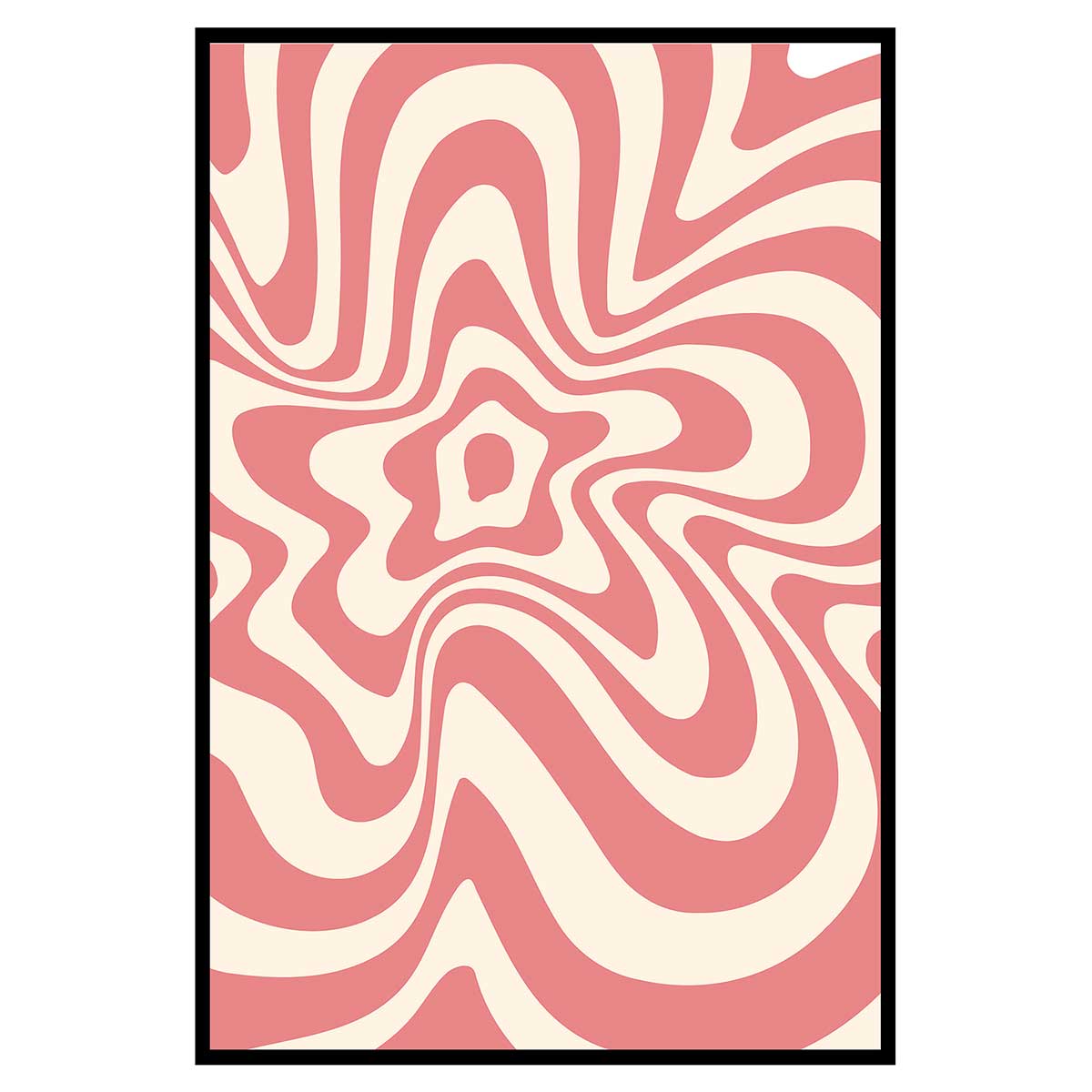 Affiche encadrée motif abstrait ondulé rose, HEXOA