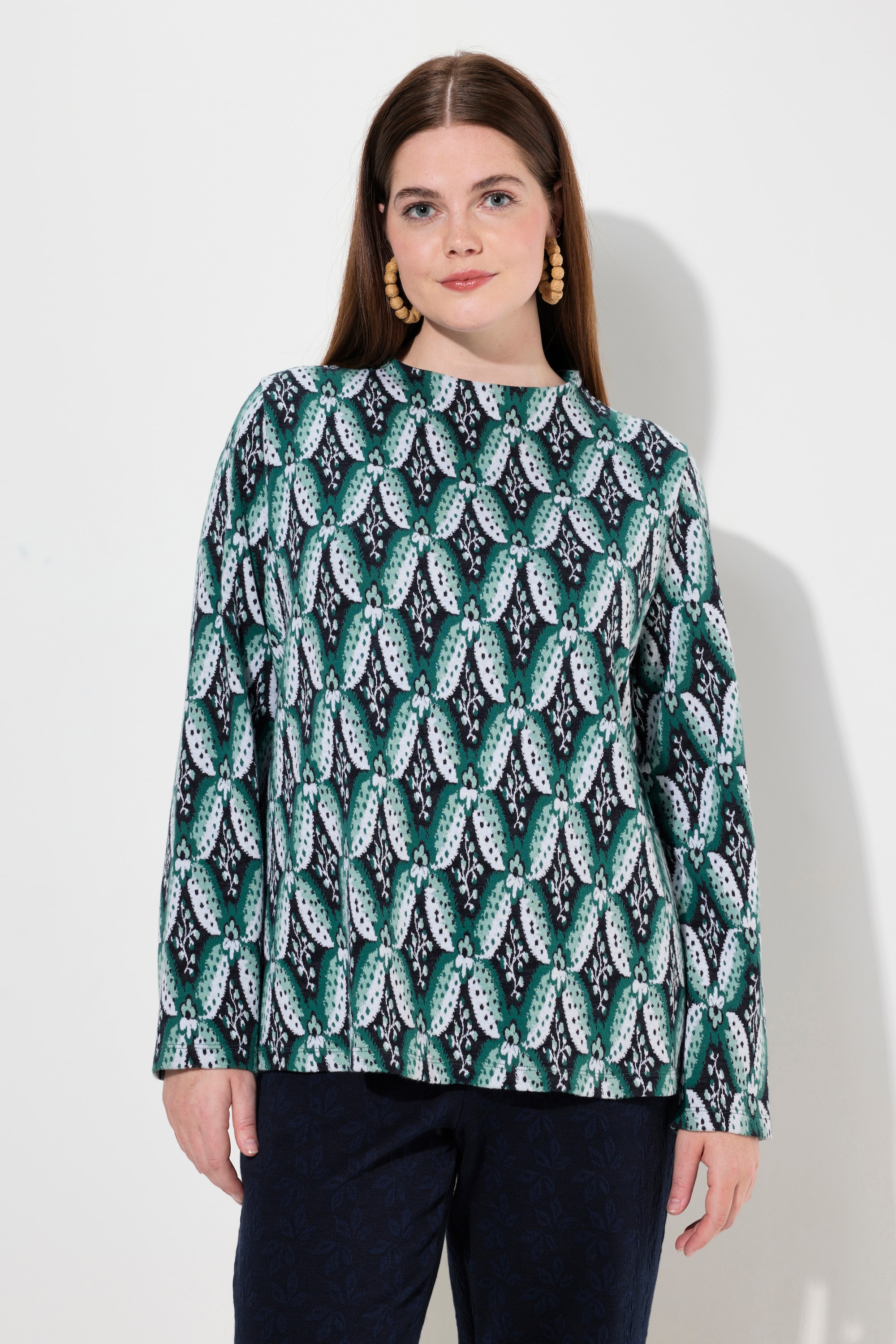 Sweat-shirt en coton bio, motif Jacquard, ULLA POPKEN