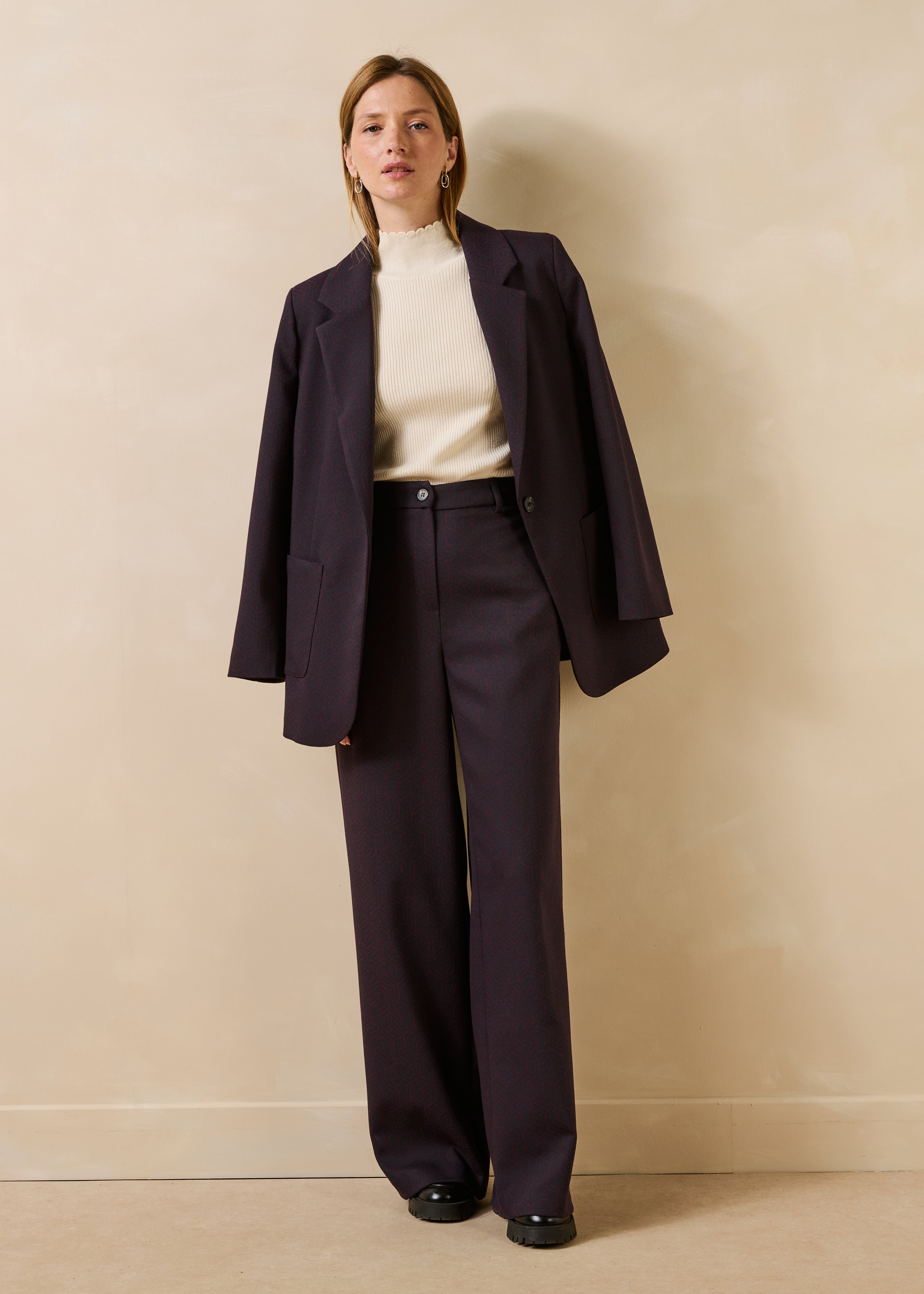 Pantalon droit en jacquard, LA FEE MARABOUTEE