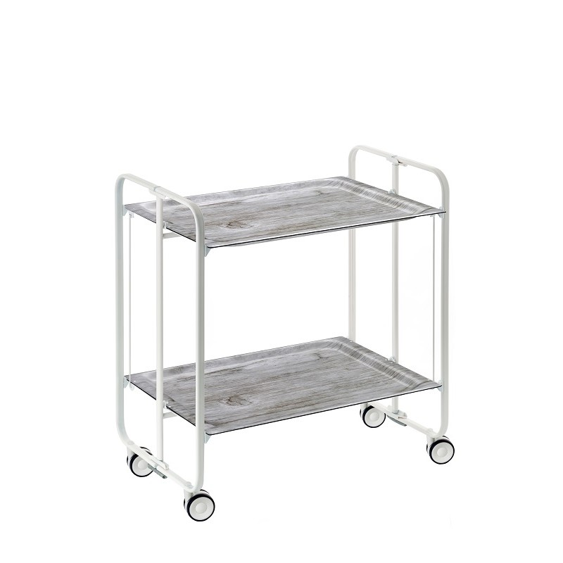 Chariot De Service Pliable BAUHAUS - 3 Plateaux Blancs - Table Roulante Pour Cuisine/salon