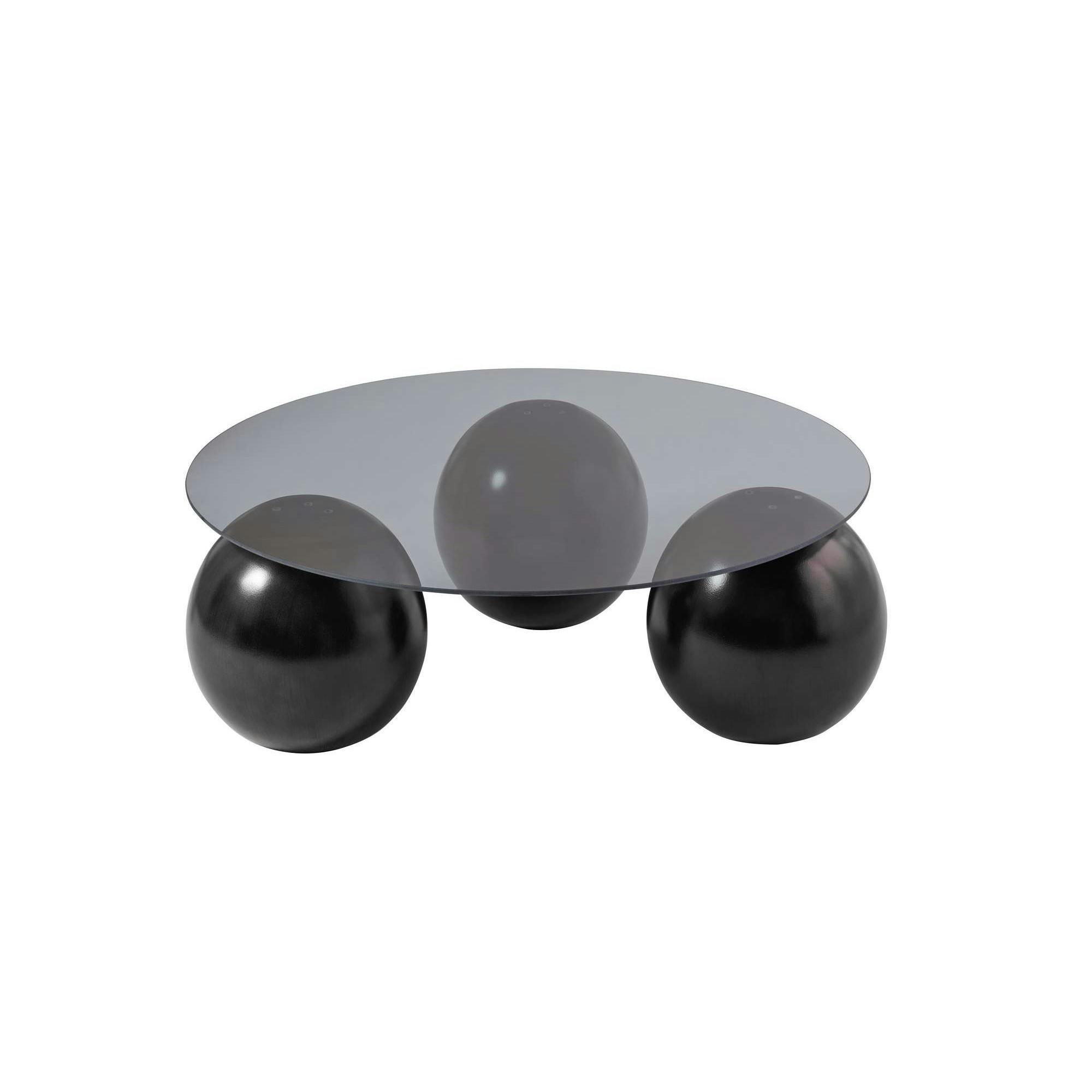 Table basse ronde en verre pieds boules KOCHI, PIER IMPORT