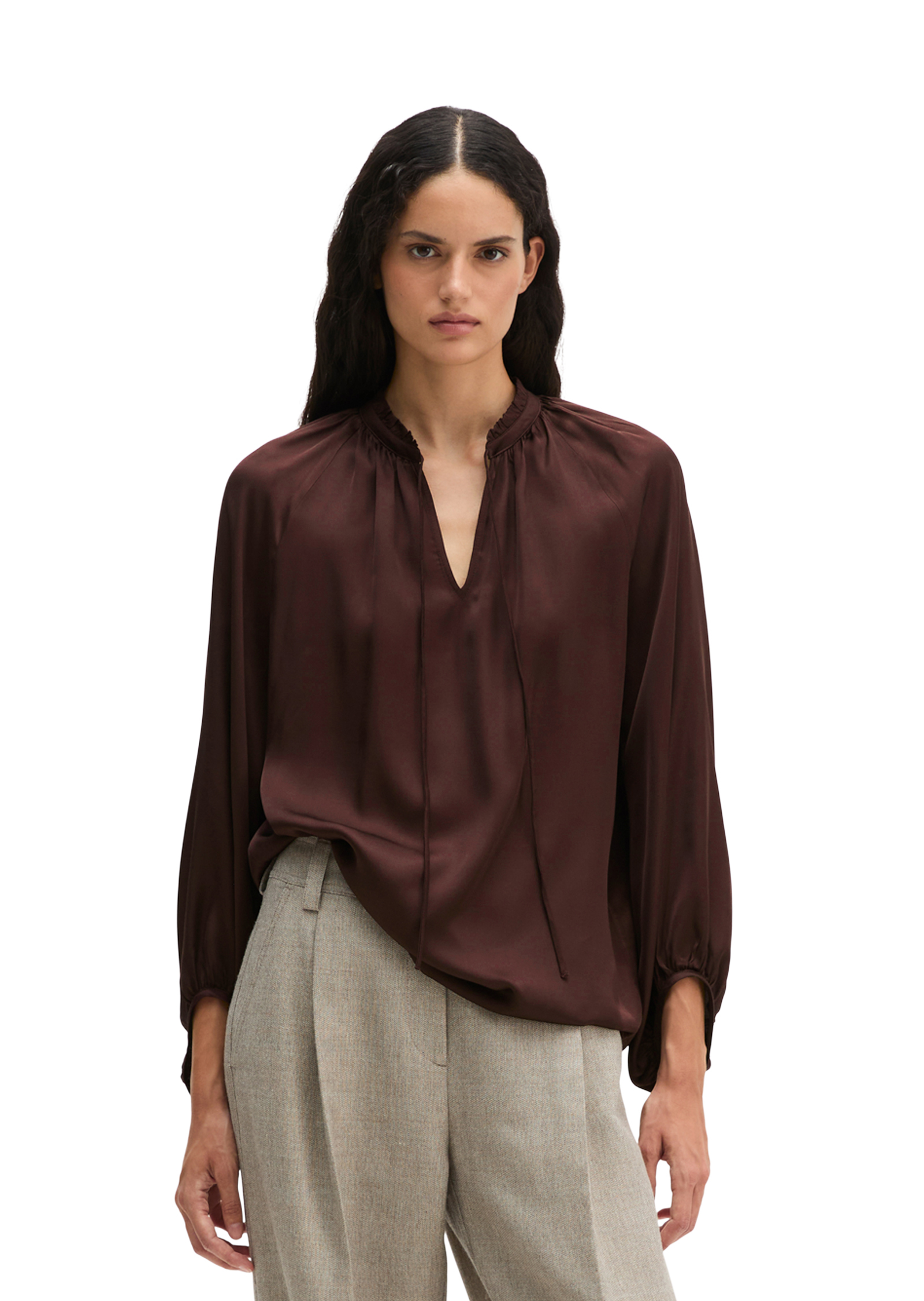 Chemisier bohème en satin, coupe décontractée en viscose fluide, MARC O'POLO