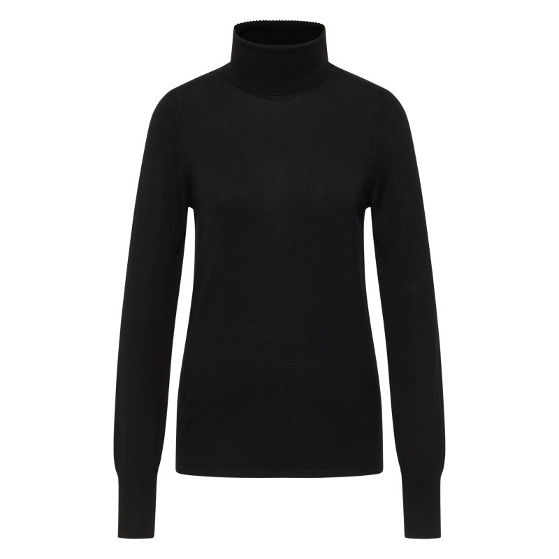 Pull noir uni avec un col roulé côtelé et des manches longues, MUSTANG