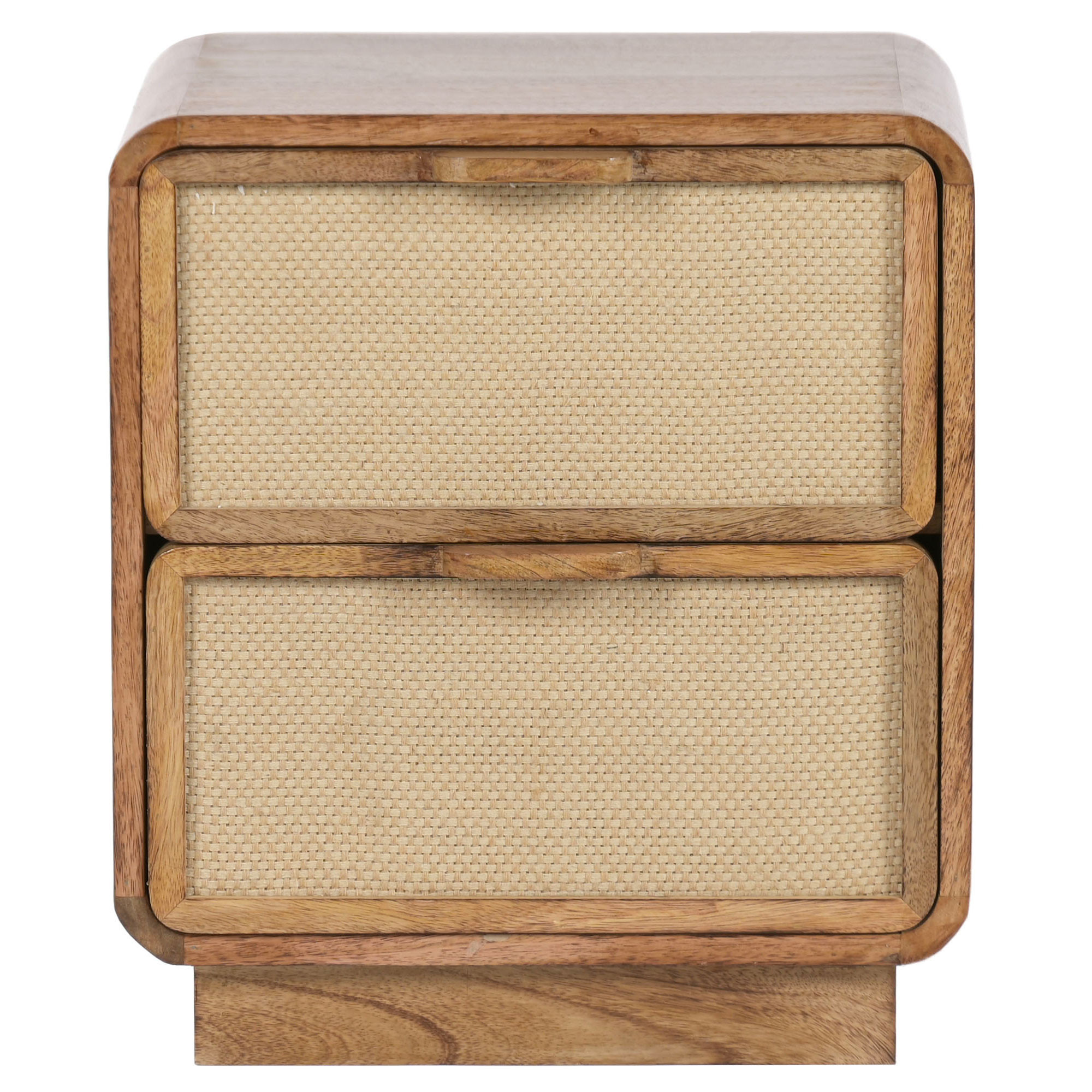 Table de chevet bois de mangue et jute 2 tiroirs 40x30x45cm, WADIGA