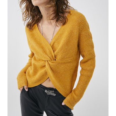 Pull col V en maille tricot recto verso IKKS