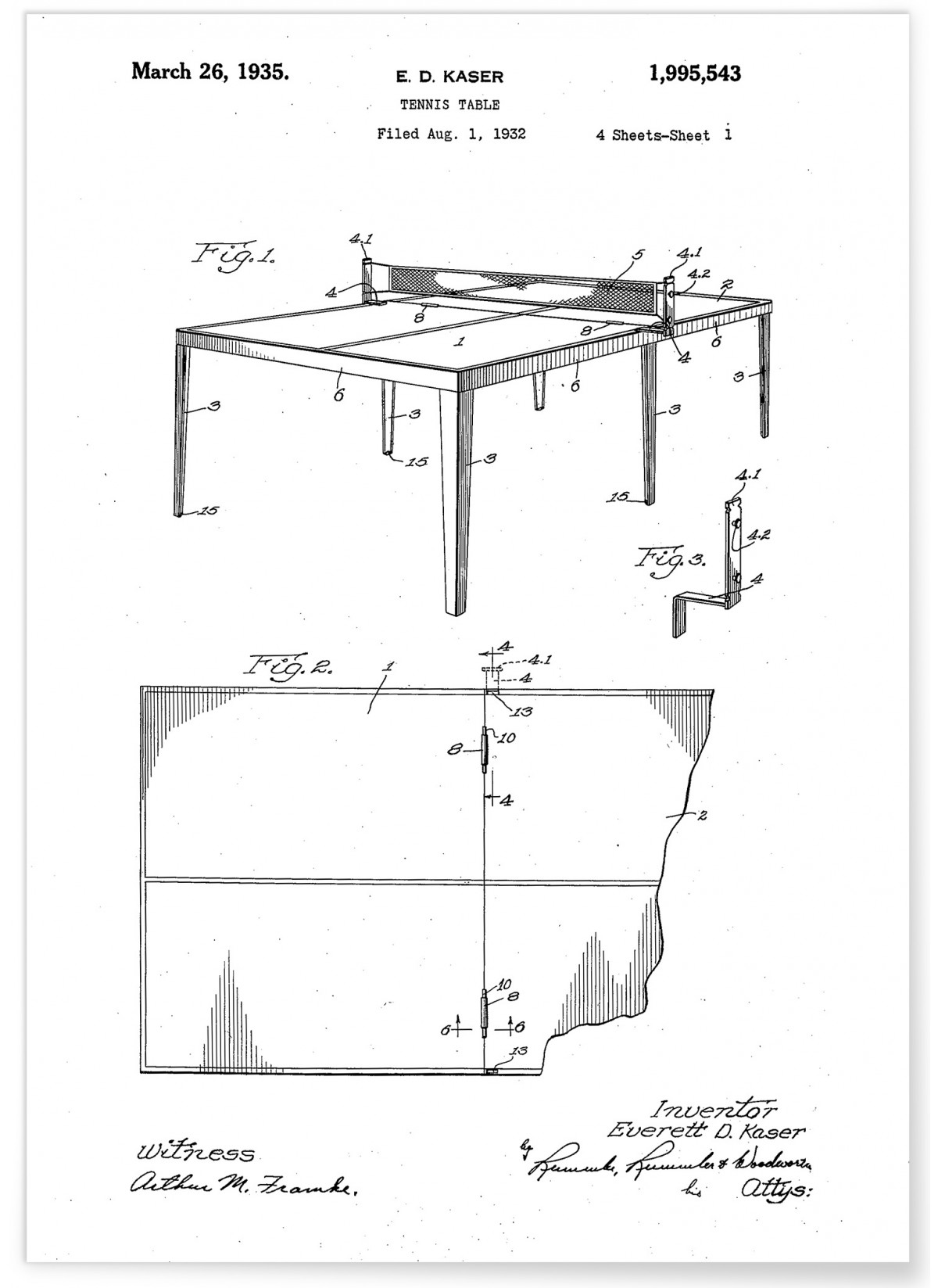 Affiche 'Brevet Table de ping pong', L'AFFICHERIE