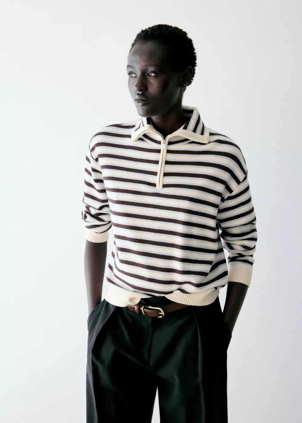 Pull-over rayures col montant, MANGO