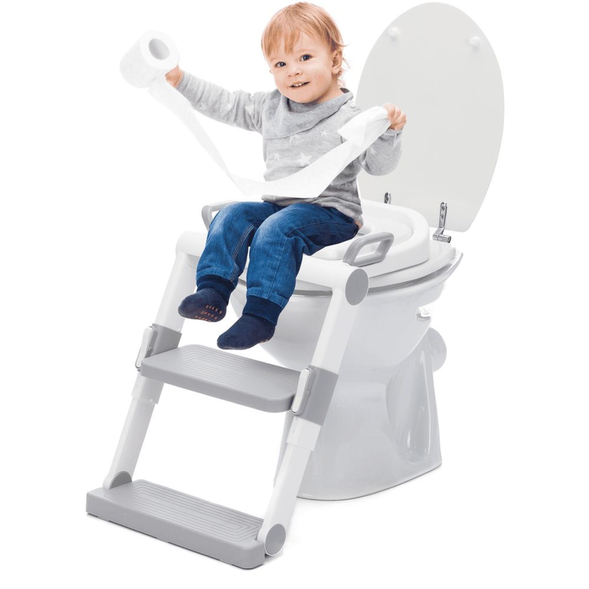 Réducteur de toilette à marchepied gris, FILLIKID