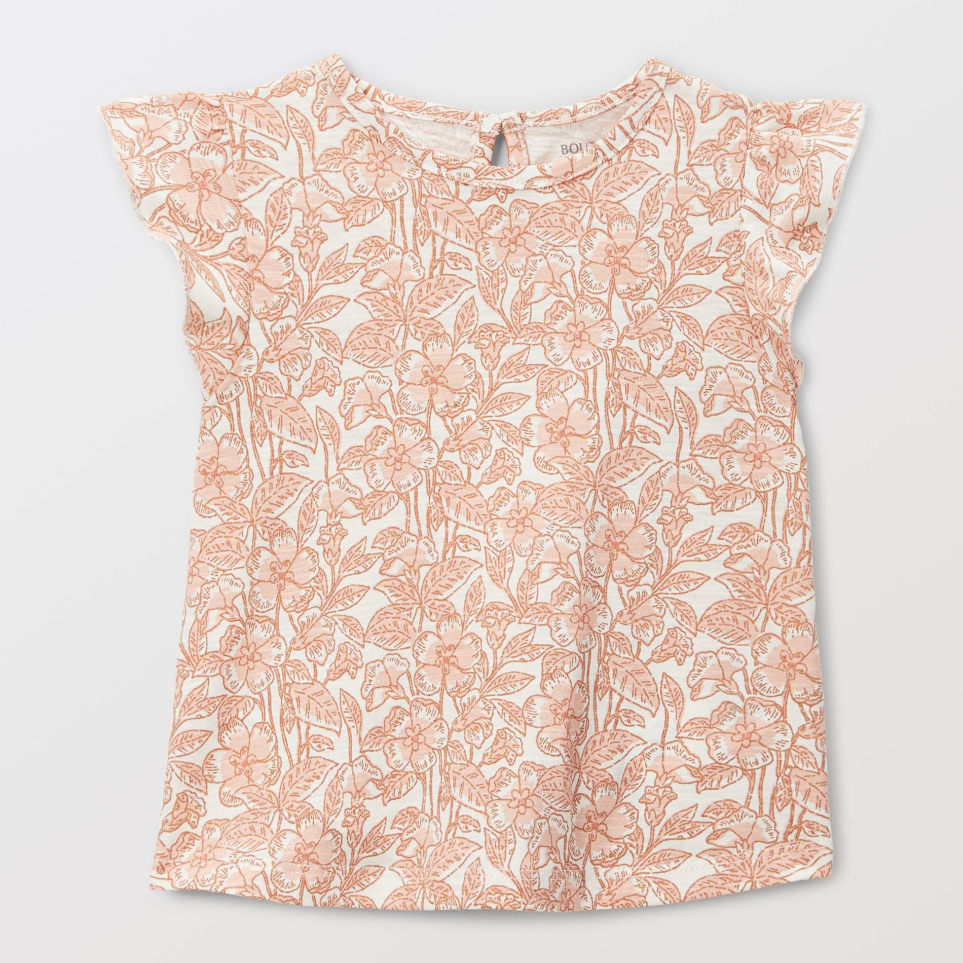 T-shirt manches courtes à volants imprimé en coton BIO GOTS, BOUT'CHOU