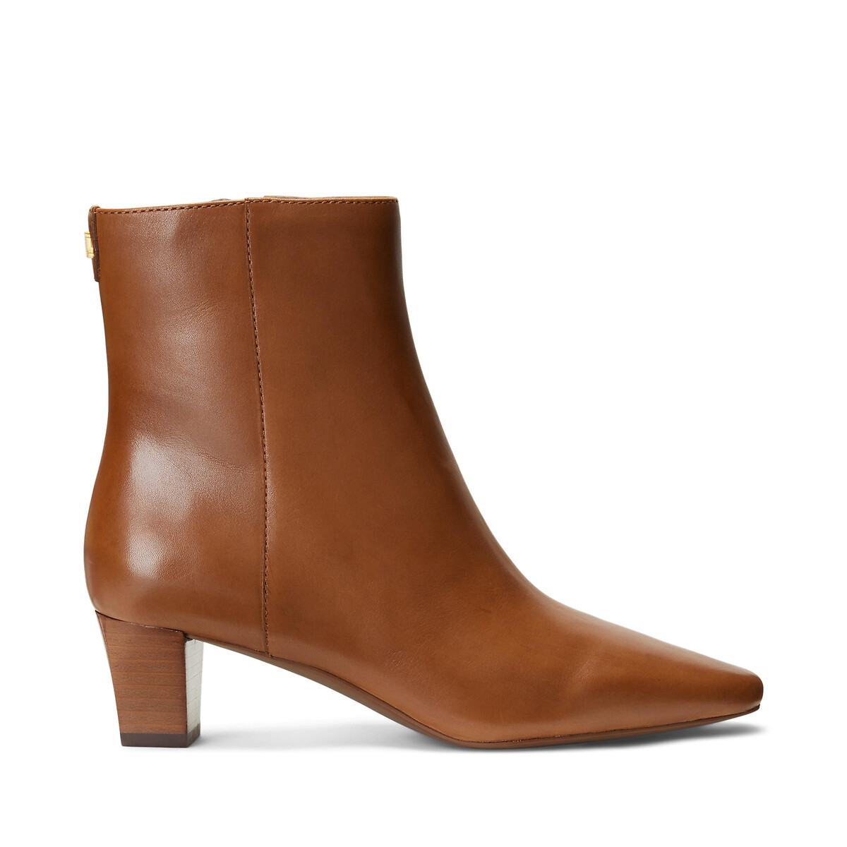 Willa Leather Ankle Boots with Pointed Toe, Zip Fastening and Block Heel