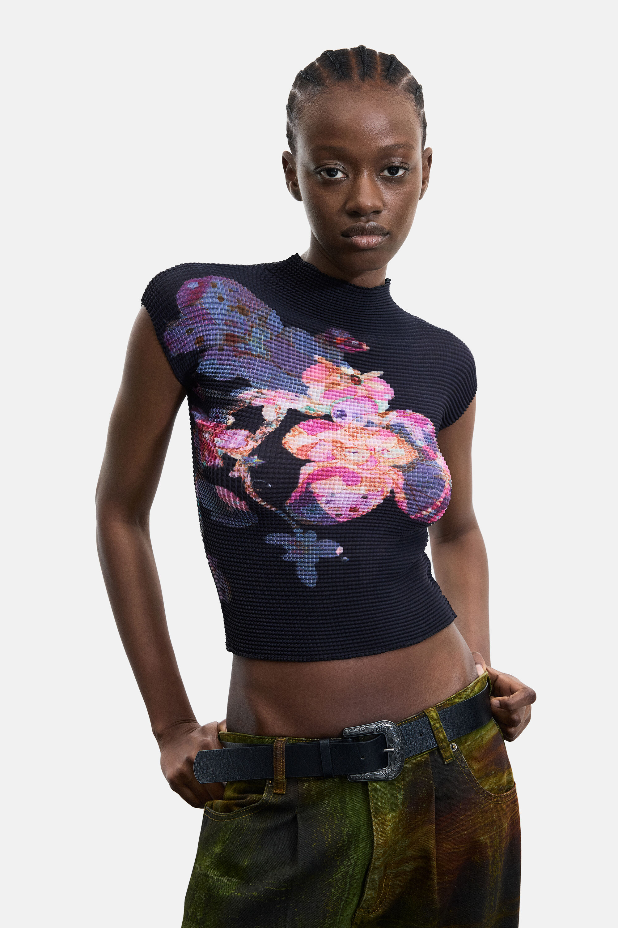 Chemisier imprimé à col roulé, DESIGUAL