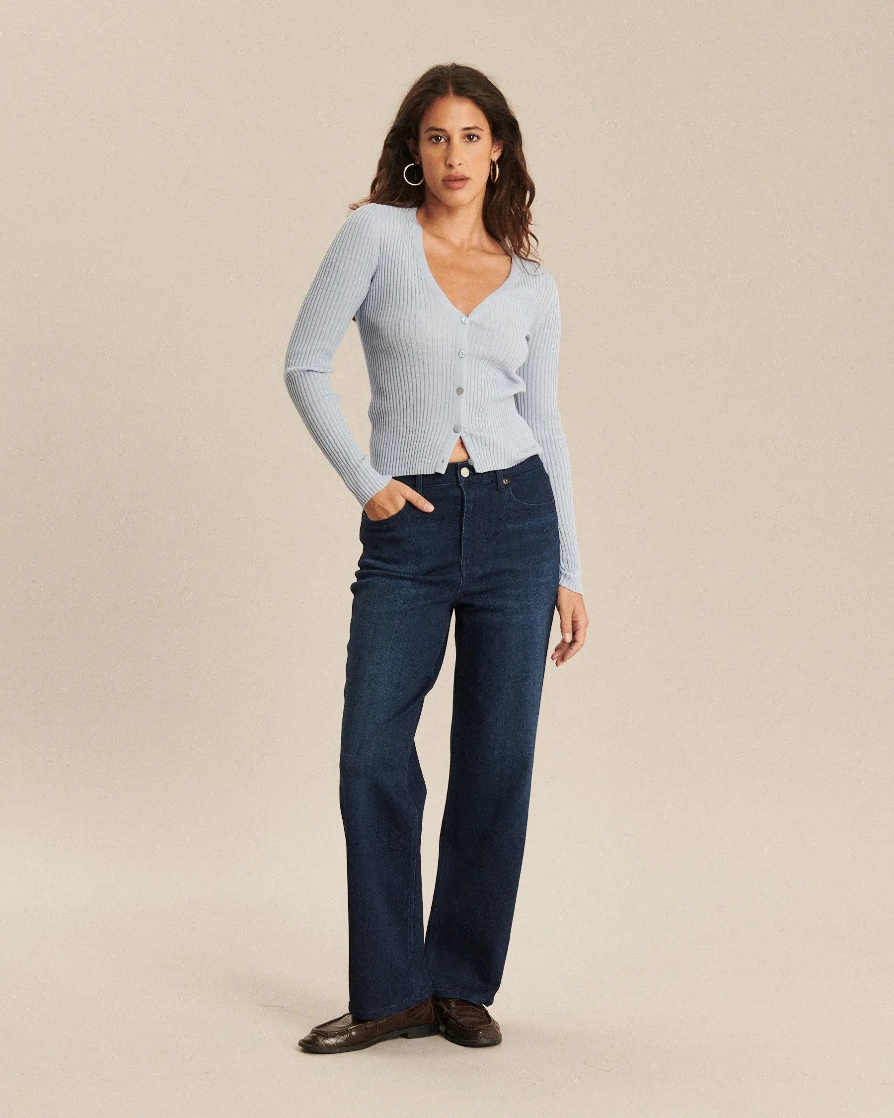 JEANS DROIT LARGE TAILLE HAUTE DENIM POWER STRETCH, LABDIP