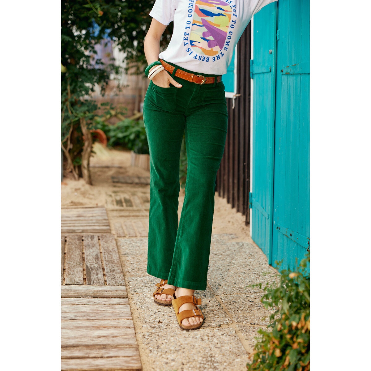 Pantalon best sale flare vert