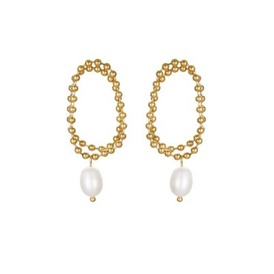 Boucles d'oreilles acier dorées avec perles BALINERA HIPANEMA