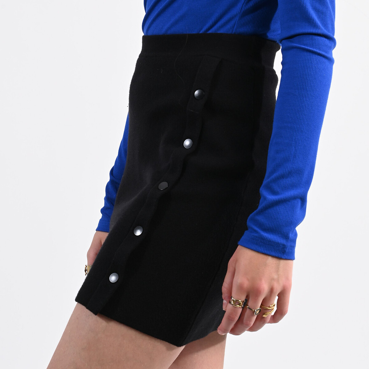 Side Button Mini Skirt