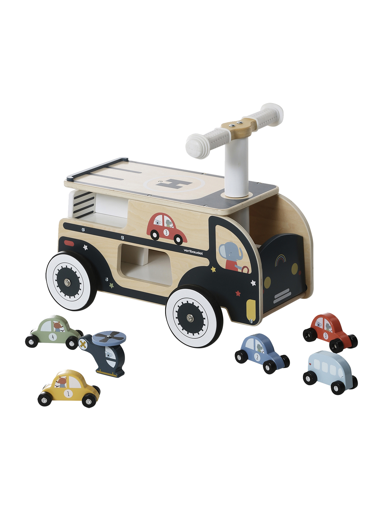 Porteur garage voitures en bois FSC®, VERTBAUDET