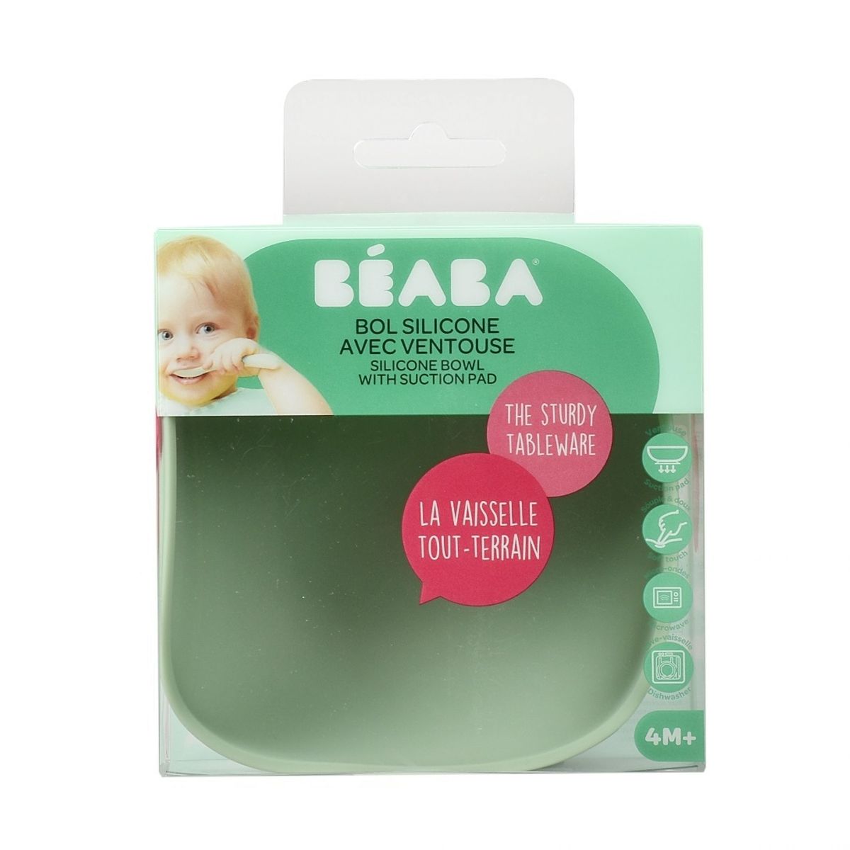 Beaba - Assiette silicone ventouse Vert sauge