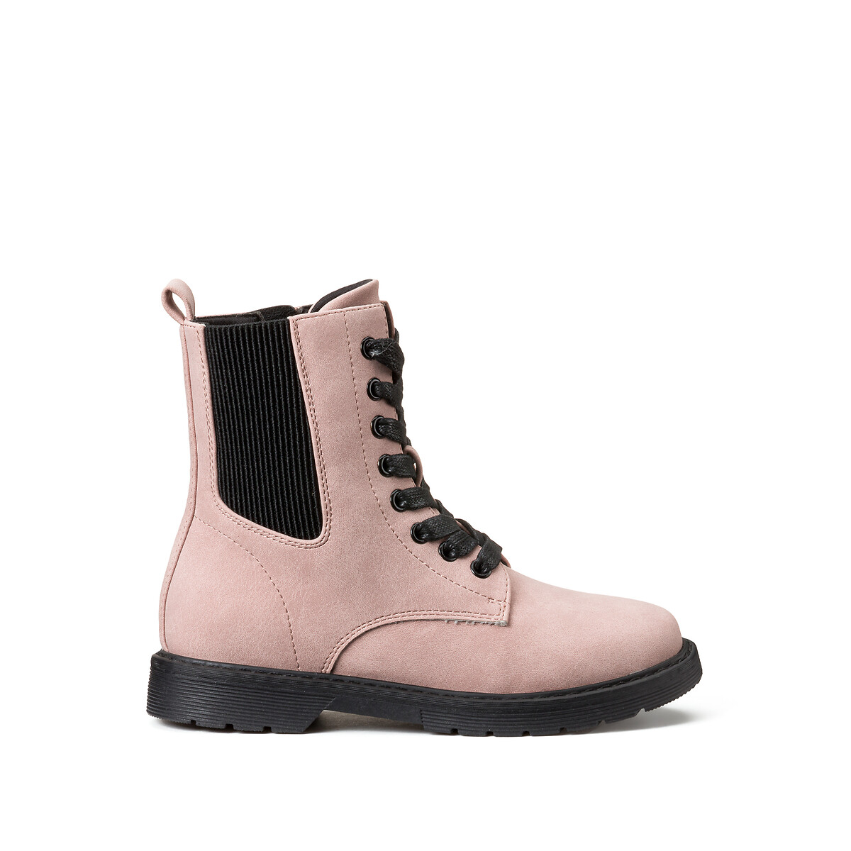 Kids Lace-Up Ankle Boots with Zip Fastening