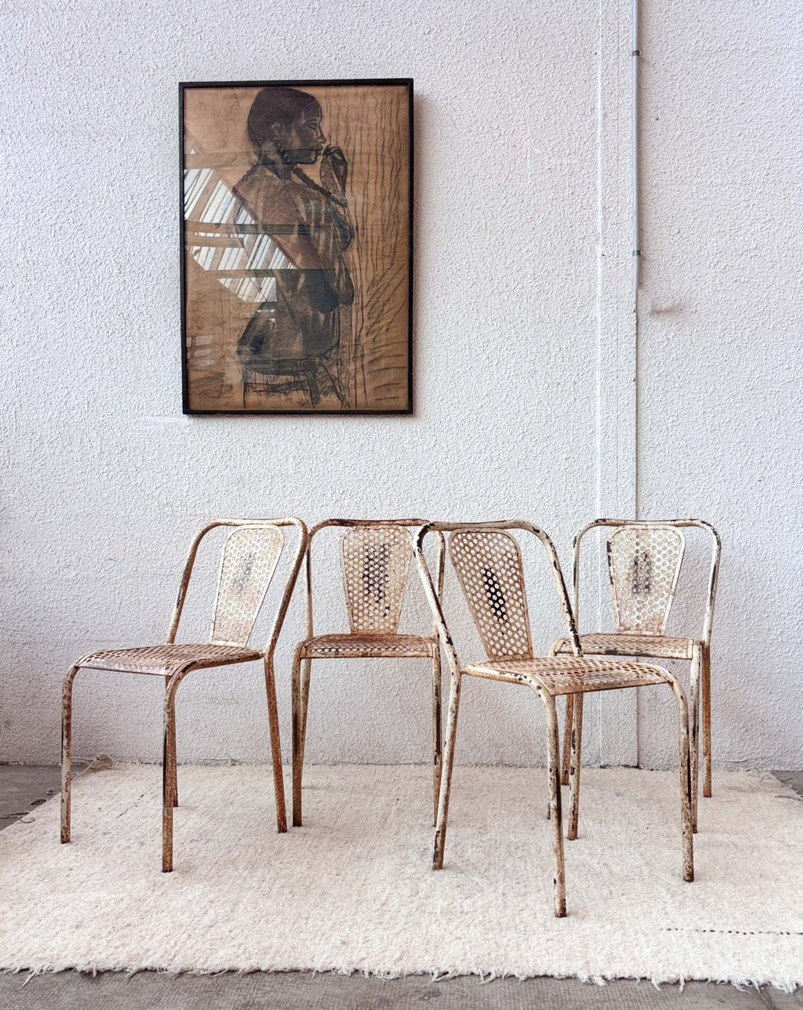 Lot de 4 chaises en métal Alma N°677 - Bon état, DEBONGOUT