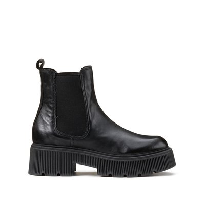 Leather Chelsea Boots with Block Heel MJUS