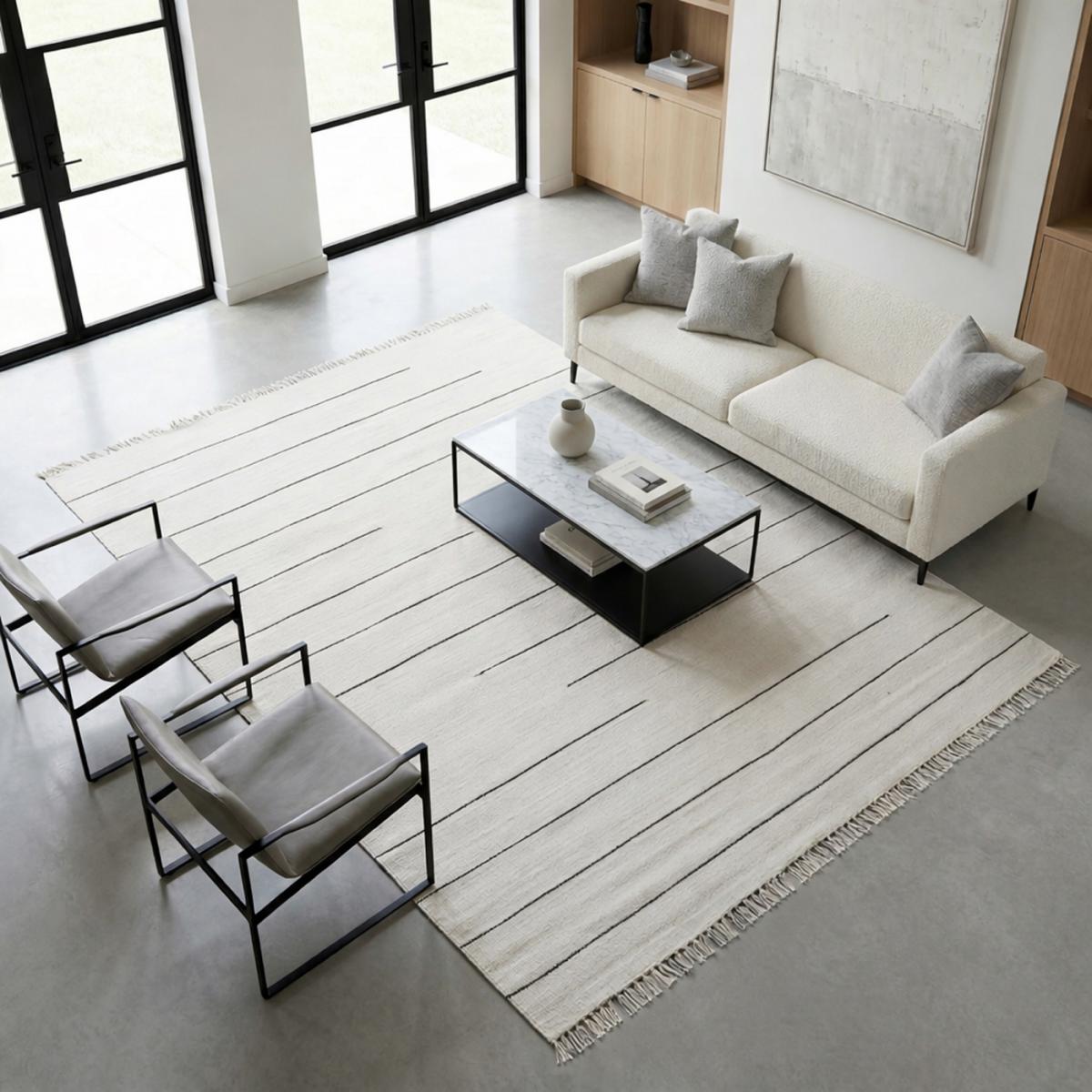 Tapis kilim fait main en laine motif simple PRAHA, UN AMOUR DE TAPIS