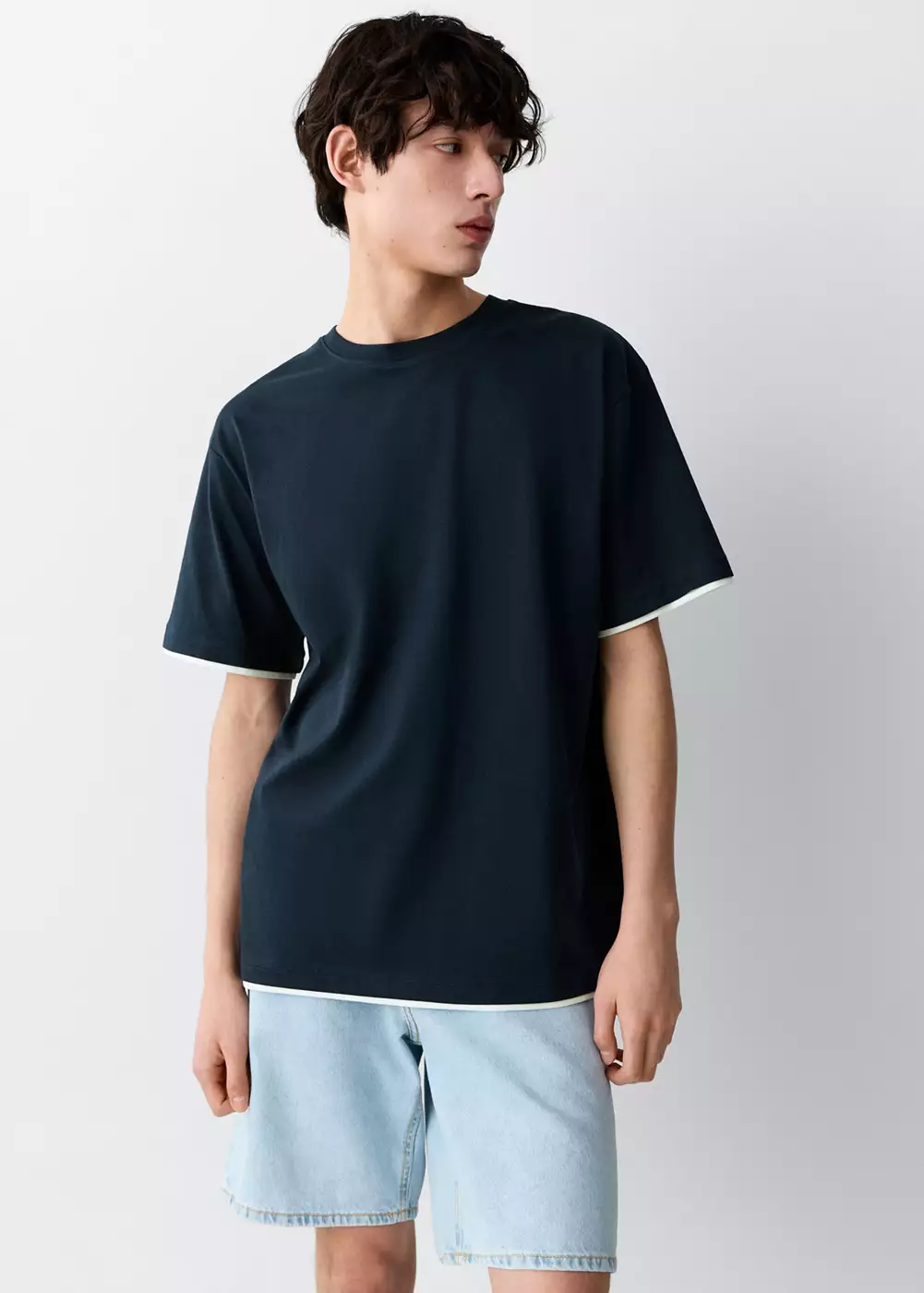 T-shirt bicolore manches courtes, MANGO TEEN