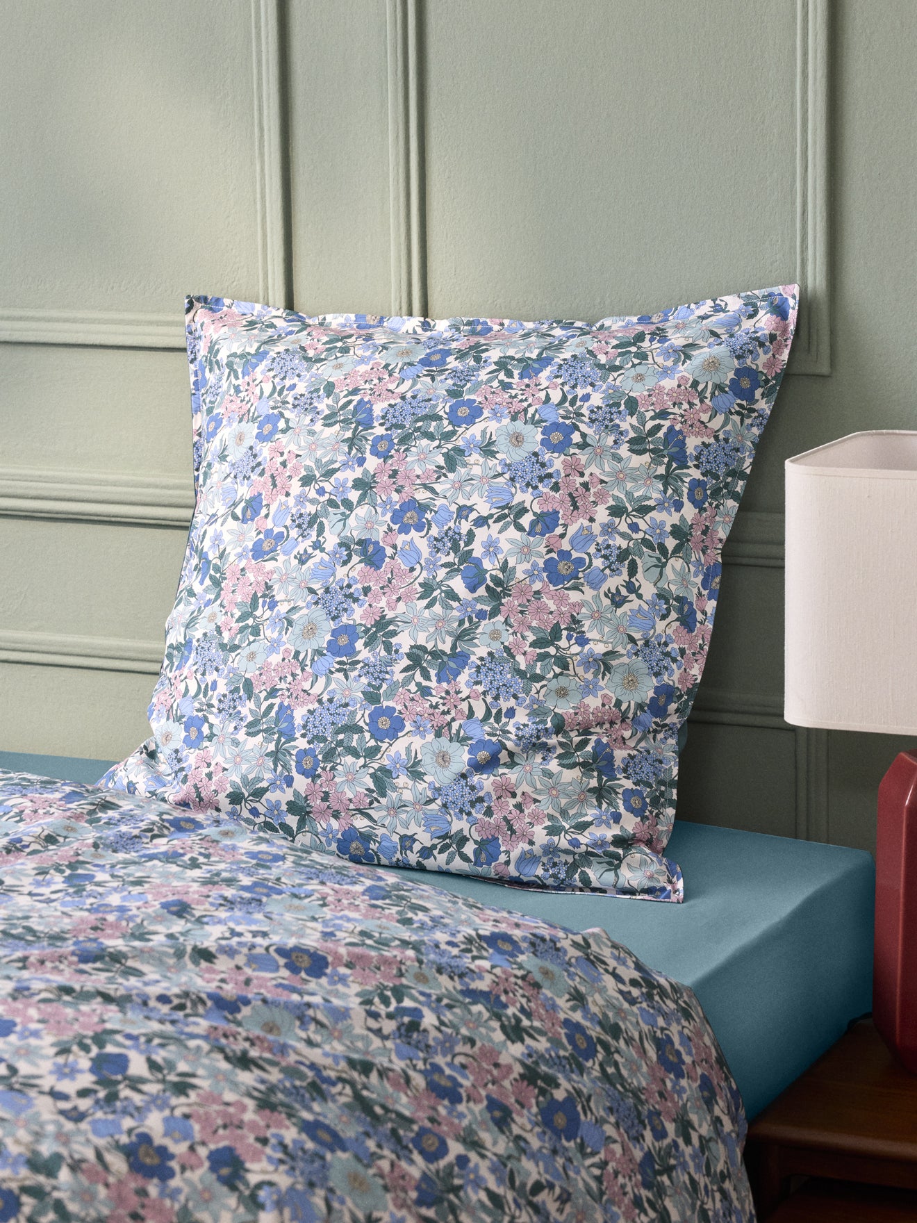 Taie d'oreiller percale de coton et tissu Liberty, CYRILLUS