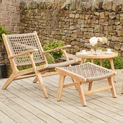Lounge Chair & Hocker Footstool Garden Furniture Set SO'HOME