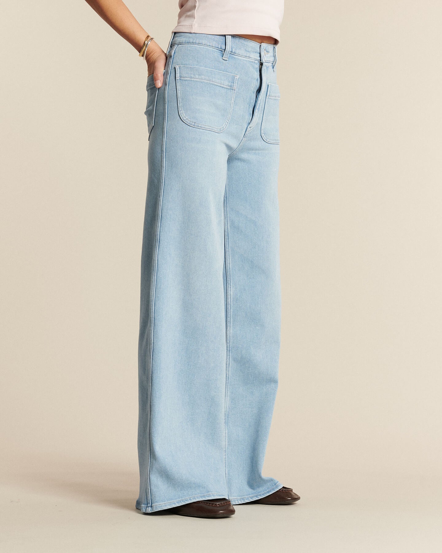 JEANS FLARE TAILLE MOYENNE DENIM POWER STRETCH, LABDIP
