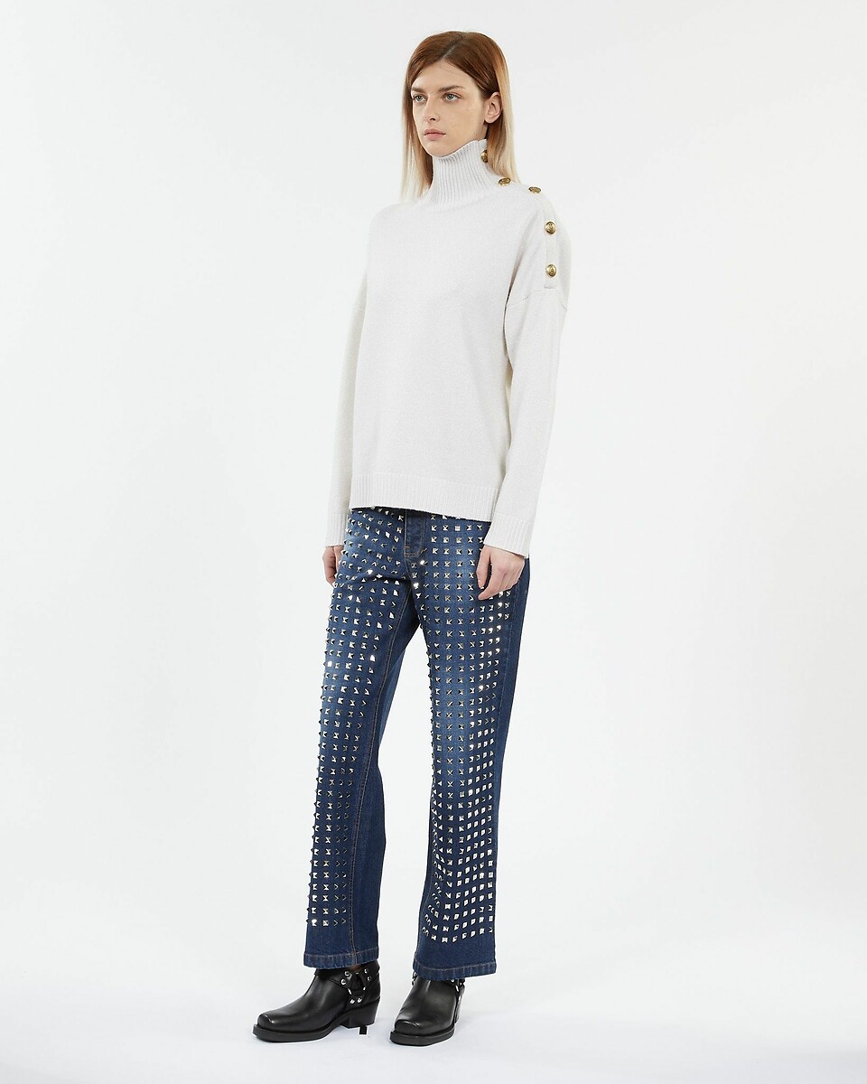 Pull The Kooples Gris Grosse Maille Manches Ballon - Taille 1 - Neuf Avec étiquettes