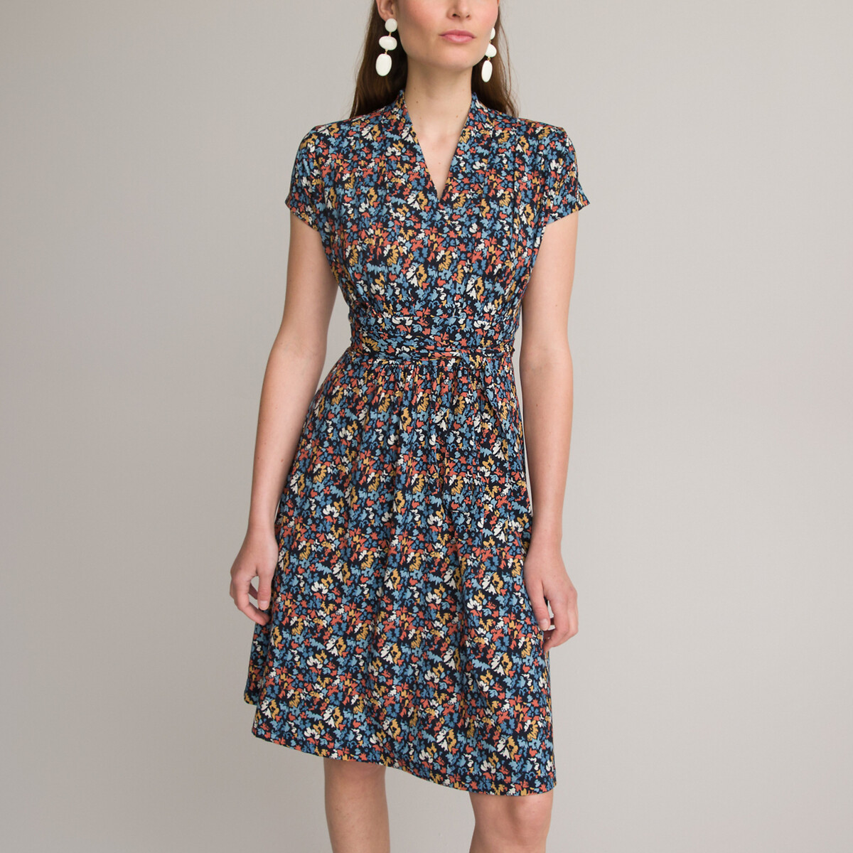 Full Mid-Length Dress in Floral Print