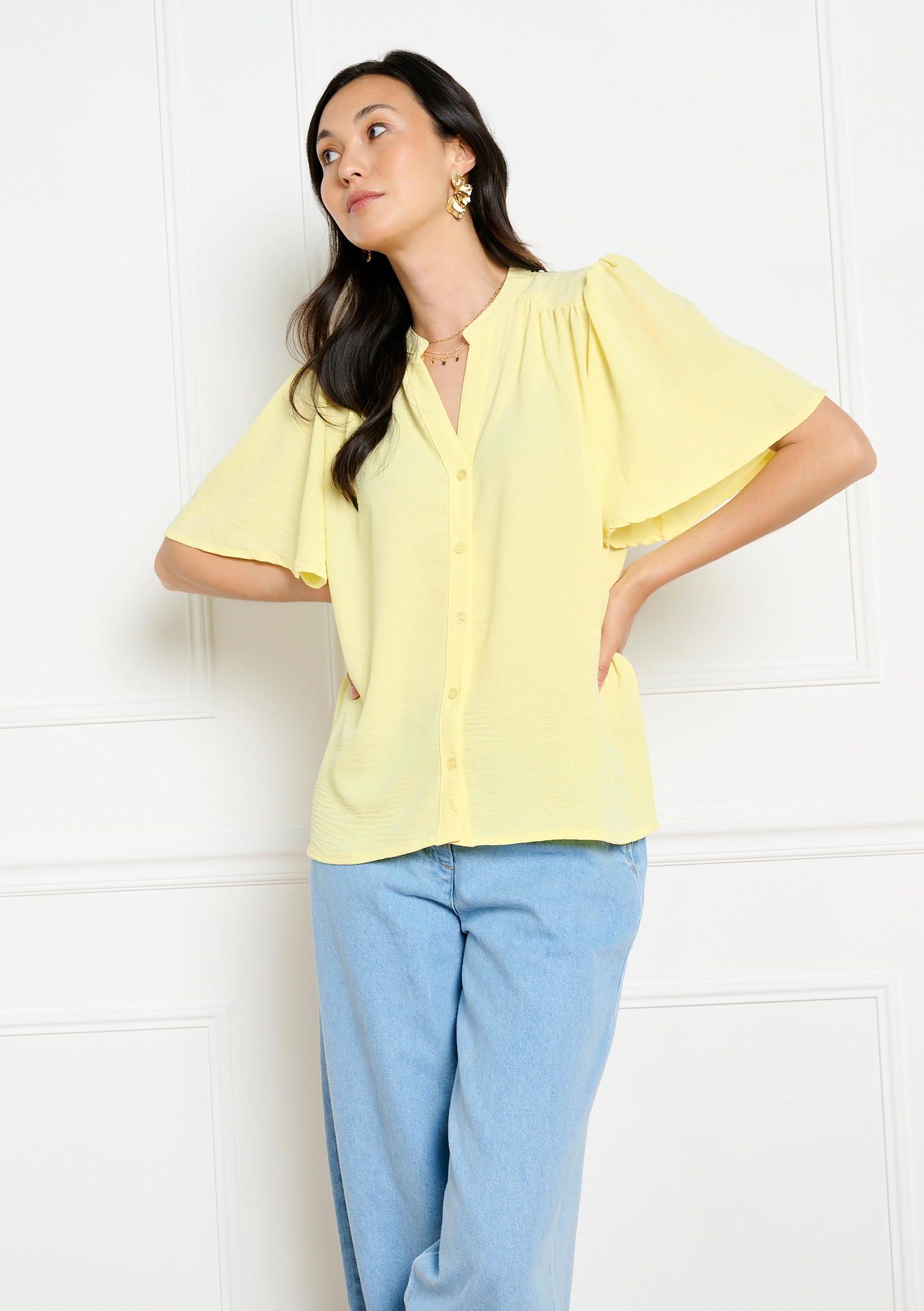 Blouse fluide col mao, LOLALIZA