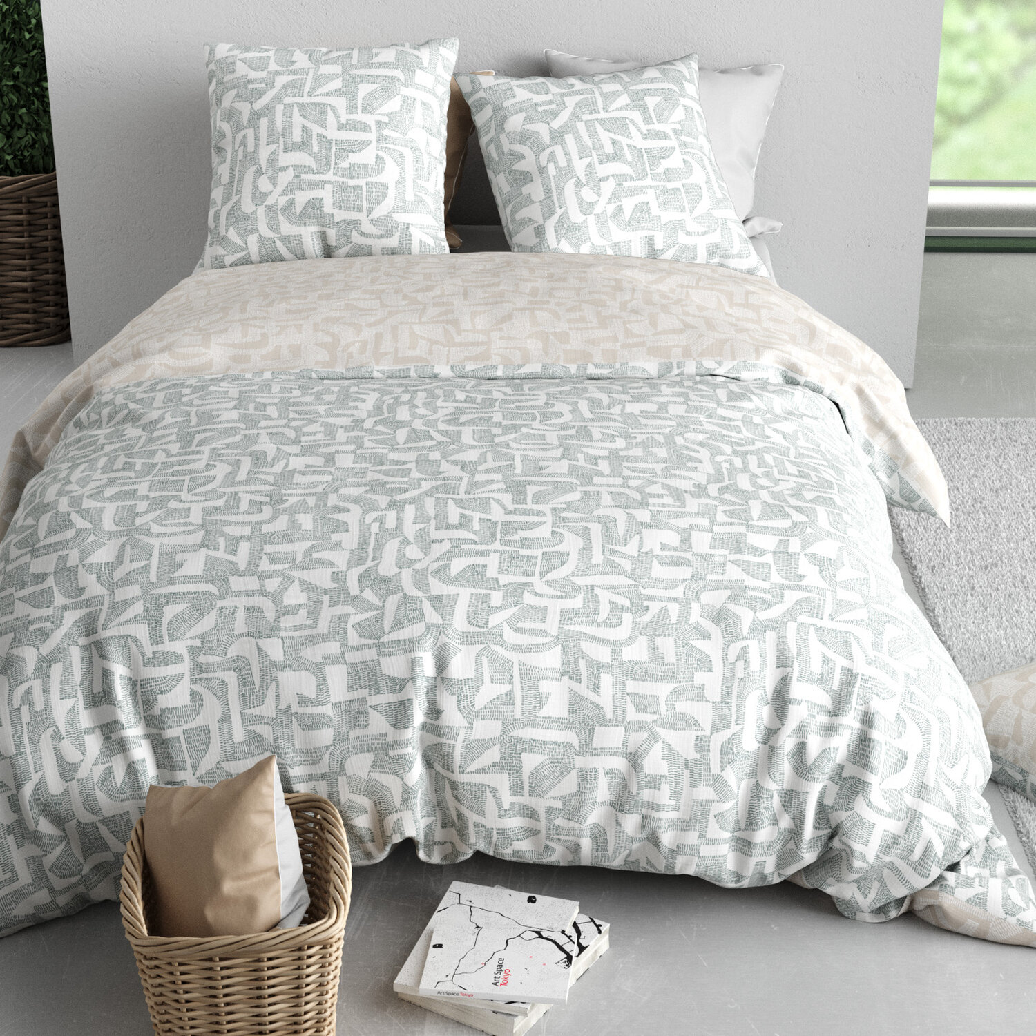 Parure housse de couette en coton imprimée, Maya, C DESIGN HOME TEXTILE