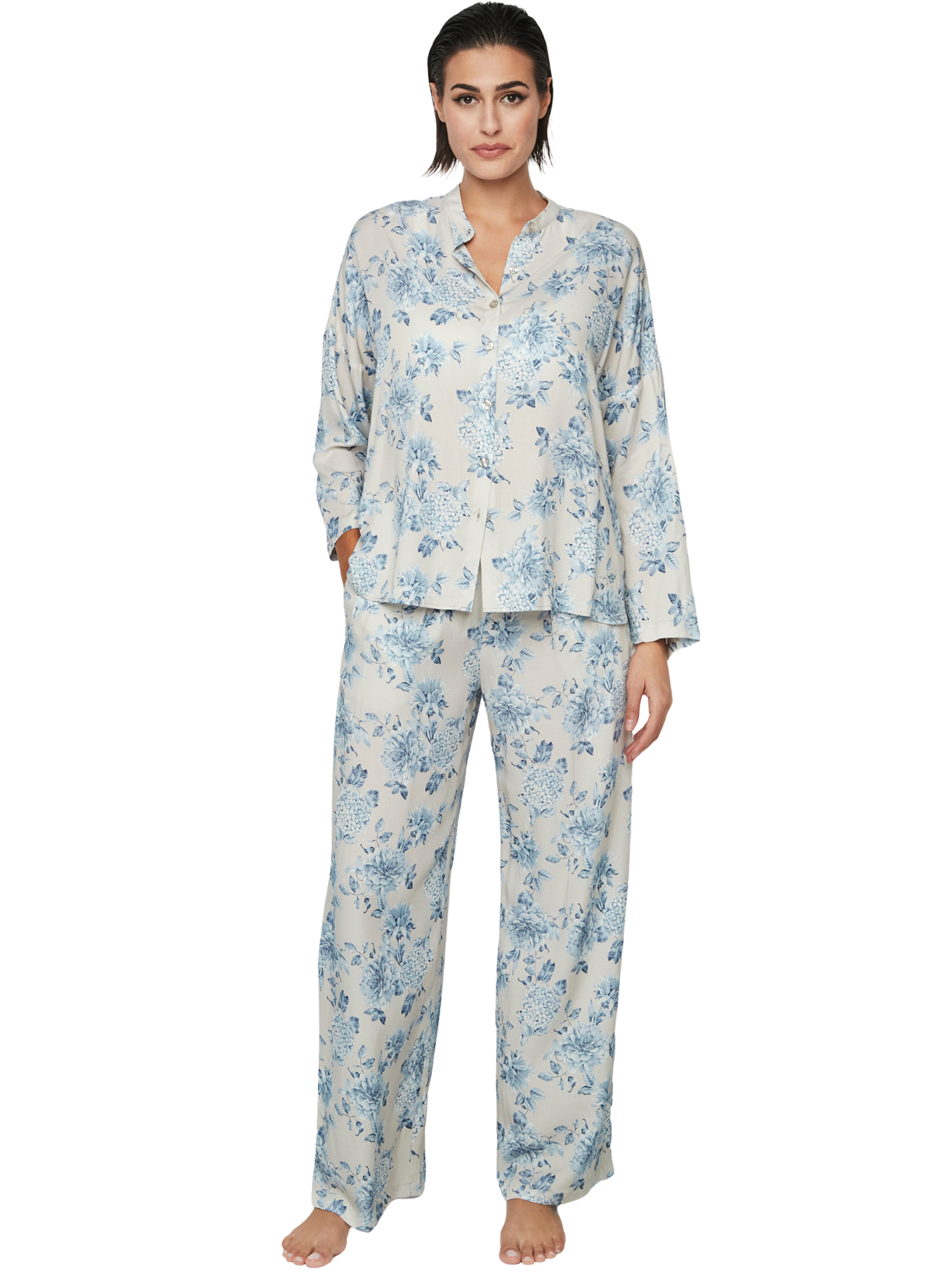 Pyjama pantalon chemise manches longues P107 JARDINS SECRETS, SELMARK