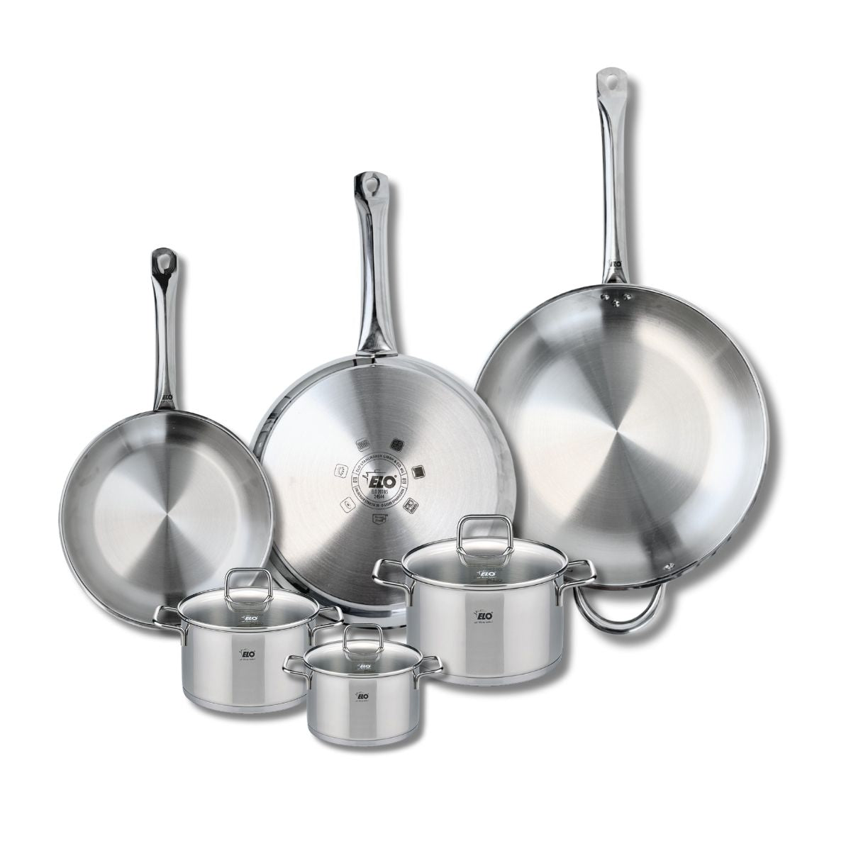 3 poêles 24/28/32cm + 3 faitouts 12/14/16cm PROFI CITRIN, ELO