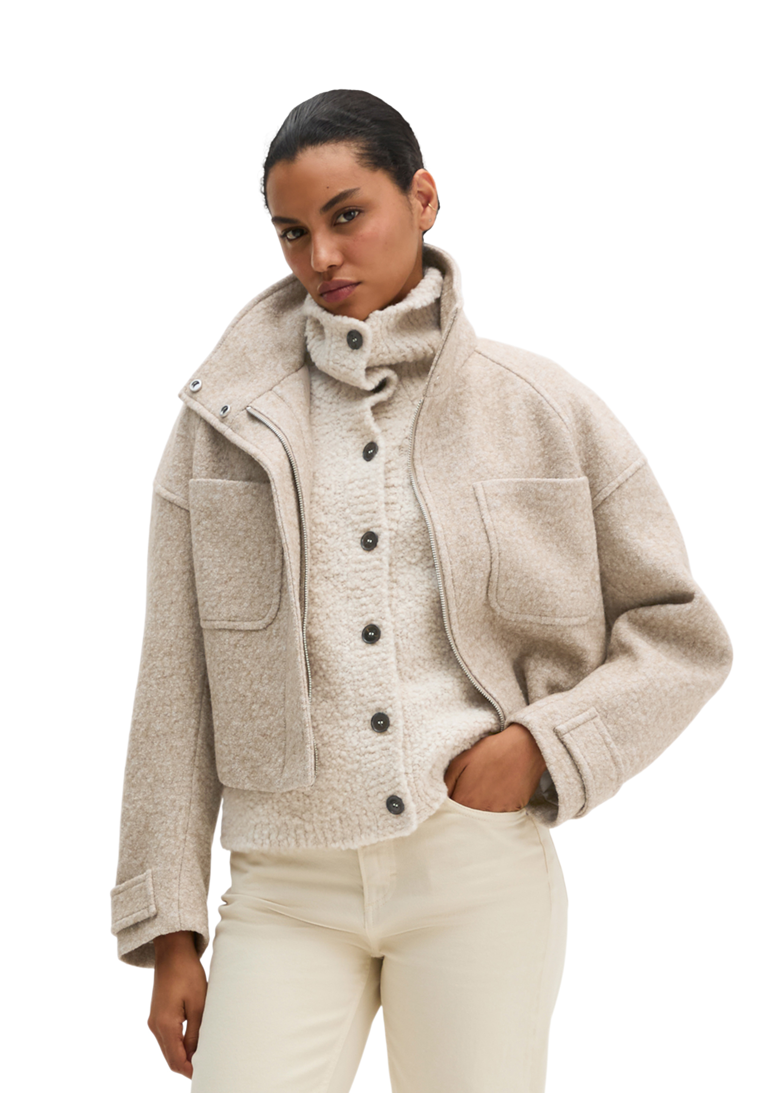Veste d'extérieur courte en laine bouillie mélangée, MARC O'POLO