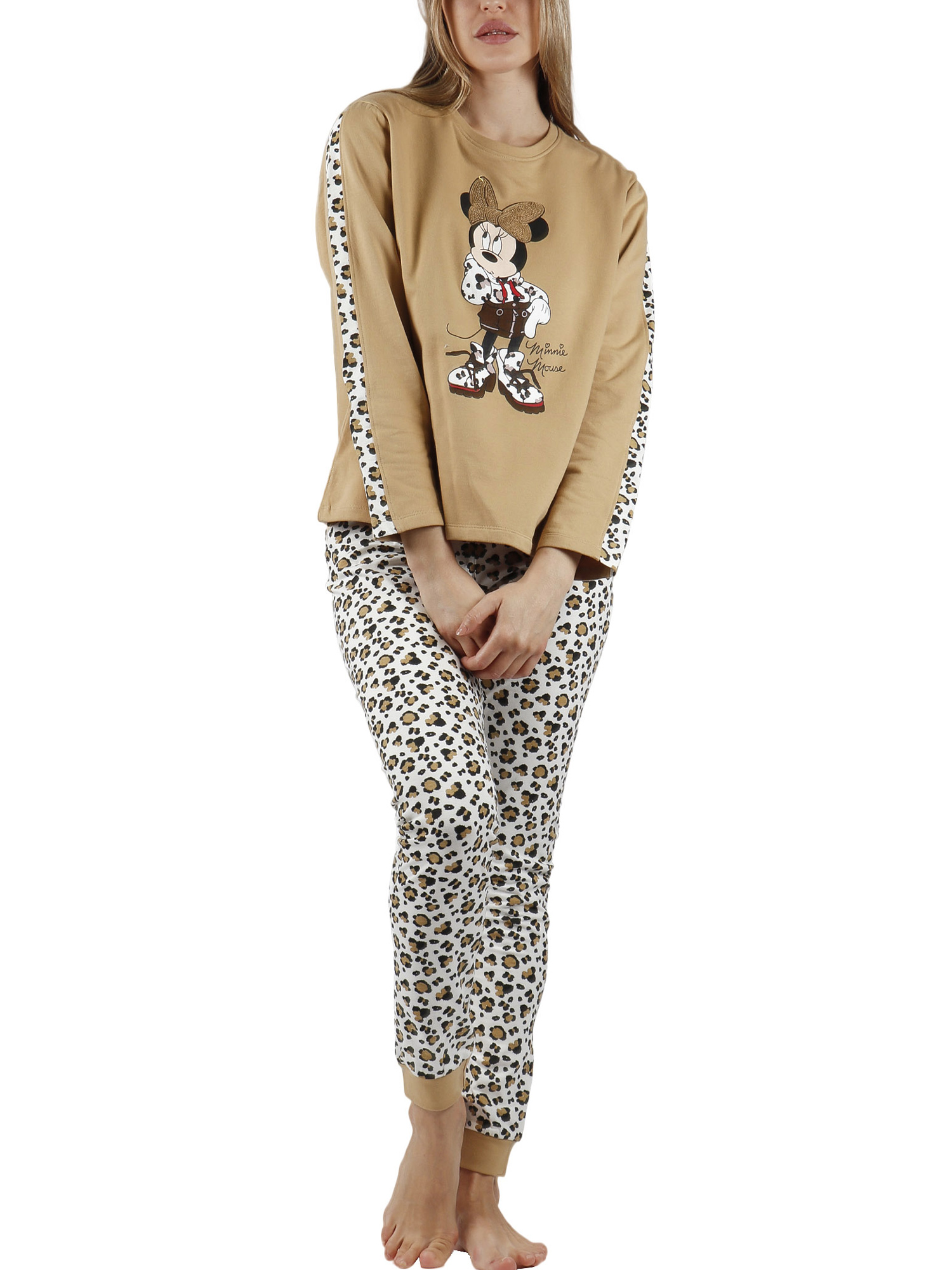 Pyjama tenue pantalon top manches longues Minnie Leopardo Disney, ADMAS