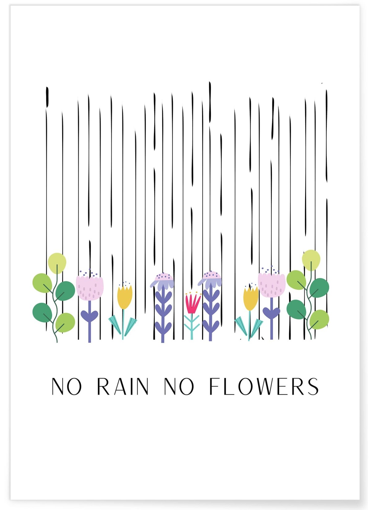 Affiche Motivation No Rain No Flowers, L'AFFICHERIE